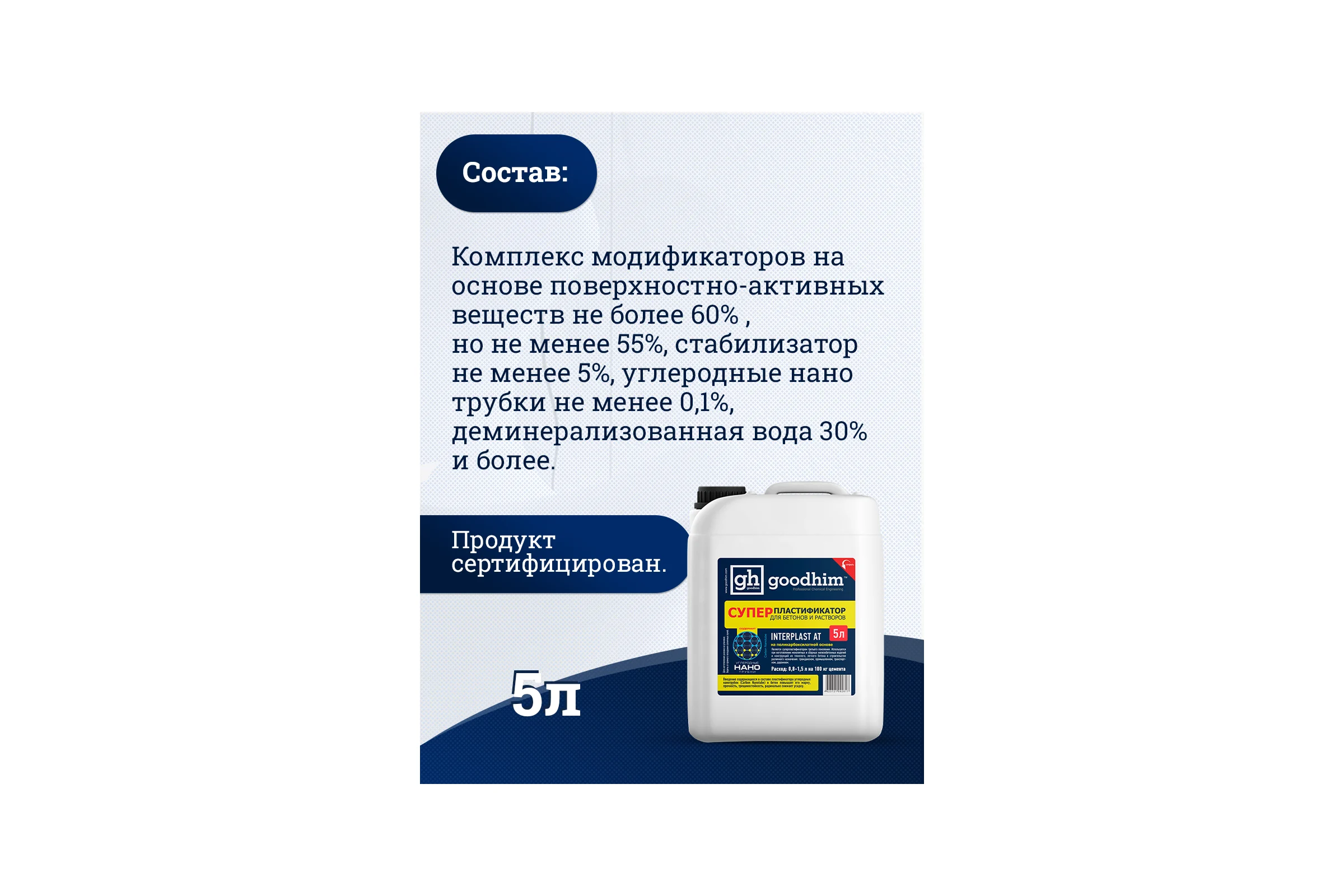 Суперпластификатор для бетонов и растворов Goodhim InterPlast АТ - 5л 92817