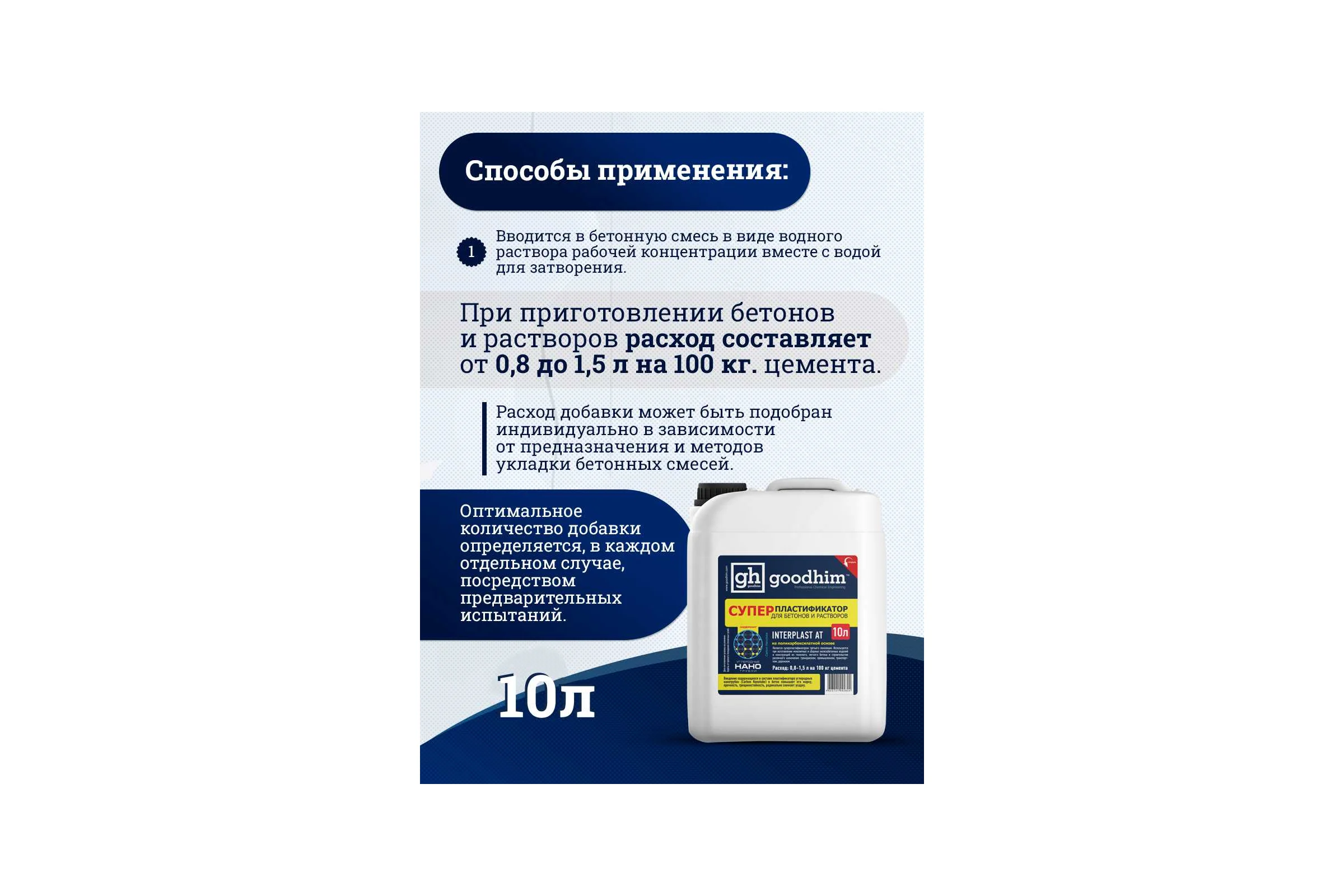 Суперпластификатор для бетонов и растворов Goodhim InterPlast АТ - 10л 92824