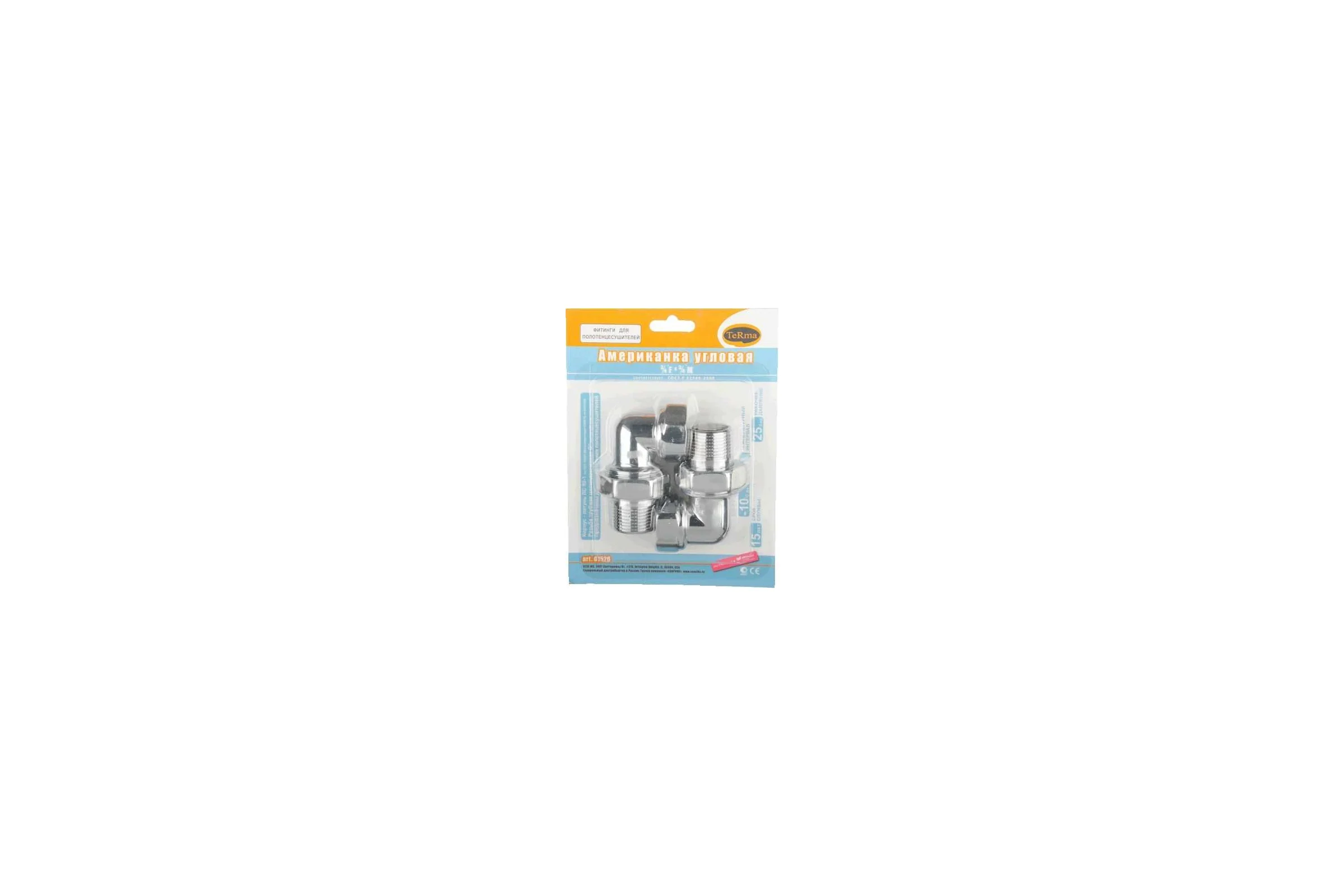 Угловая американка Terma 3/4" в/н, хром, для полотенцесушителя, пара 01526 29195