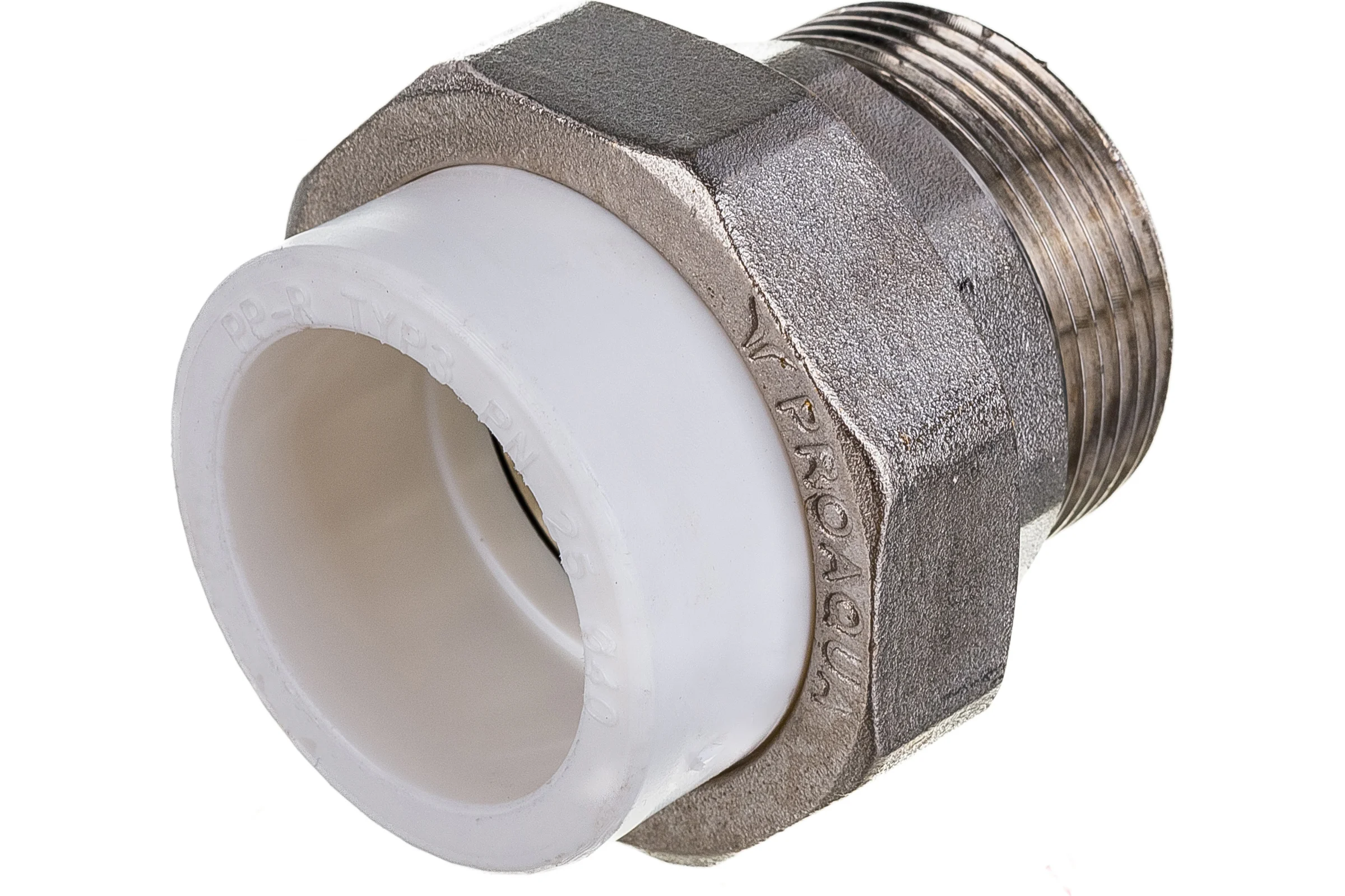 Комбинированная разъемная муфта (американка) PRO AQUA PP-R НР белая d-40 мм 1 1/2" PA21021b