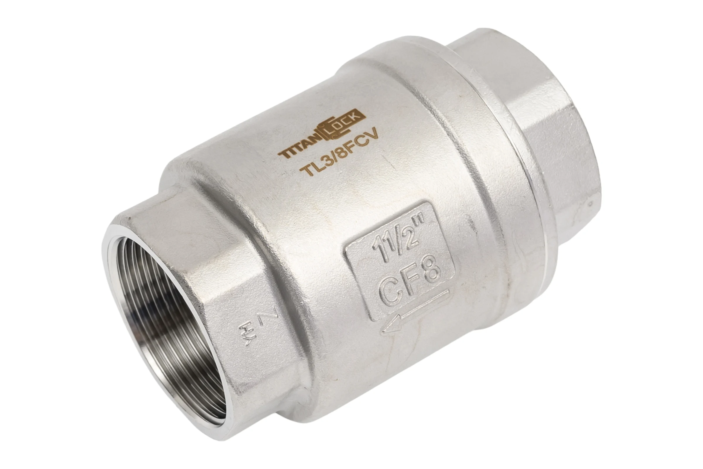 Обратный клапан TITAN LOCK  муфтовый нержавеющий AISI304, ВР/ВР 1 1/2", TL1.1/2FCV