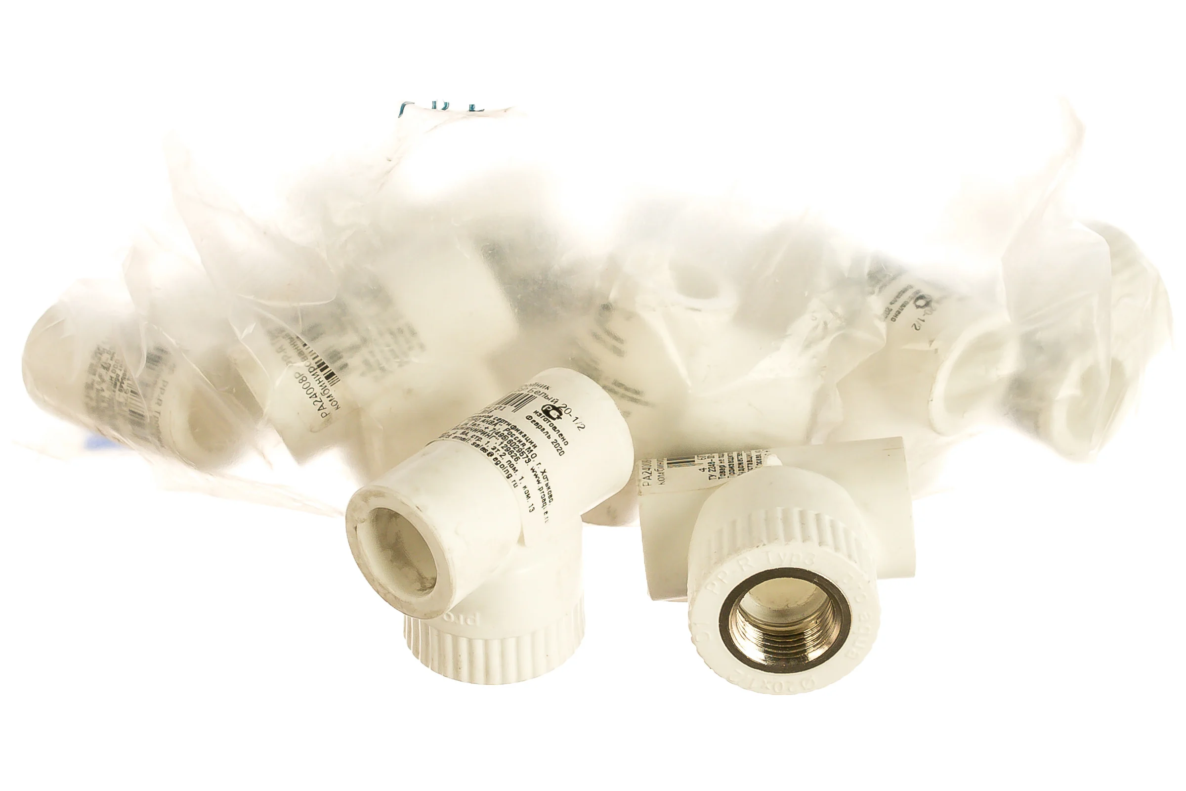 Комбинированный тройник PRO AQUA PP-R ВР белый 20 мм 1/2" PA24008Pb