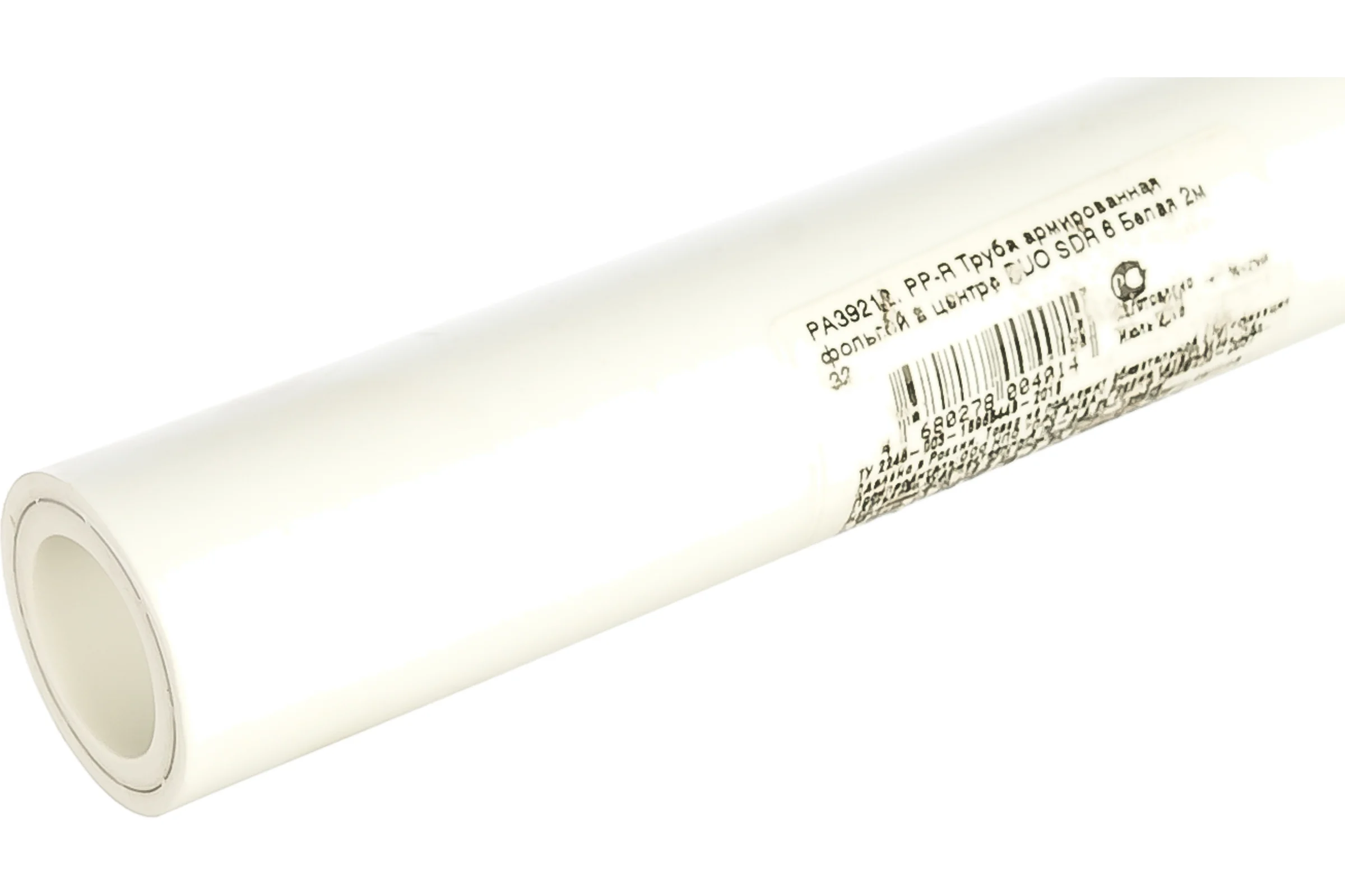 Труба армированная фольгой в центре PRO AQUA PP-R DUO SDR 6 Белая 2 м d-32 мм PA39212