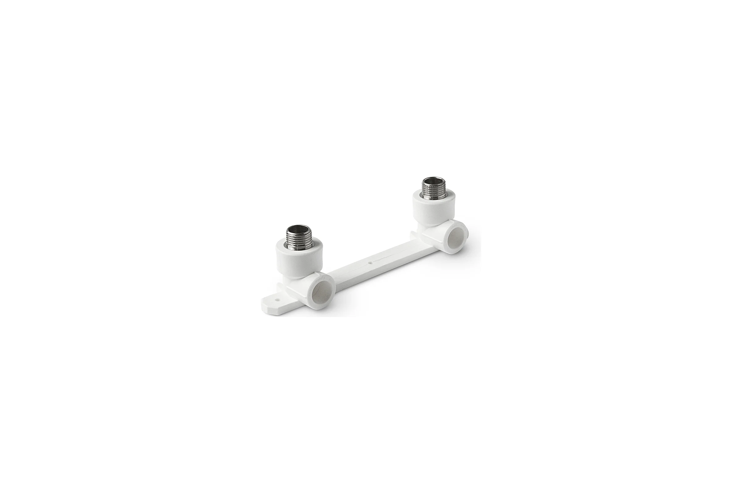 Комбинированный двойной угольник с креплением PRO AQUA PP-R НР белый, 20 мм, 1/2" PA280108Pb