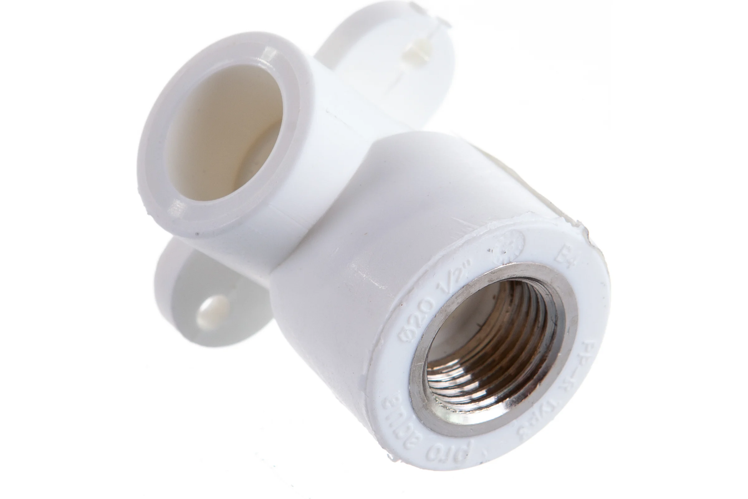 Комбинированный угольник с креплением PRO AQUA PP-R ВР белый, 20 мм, 1/2" PA28008Pb