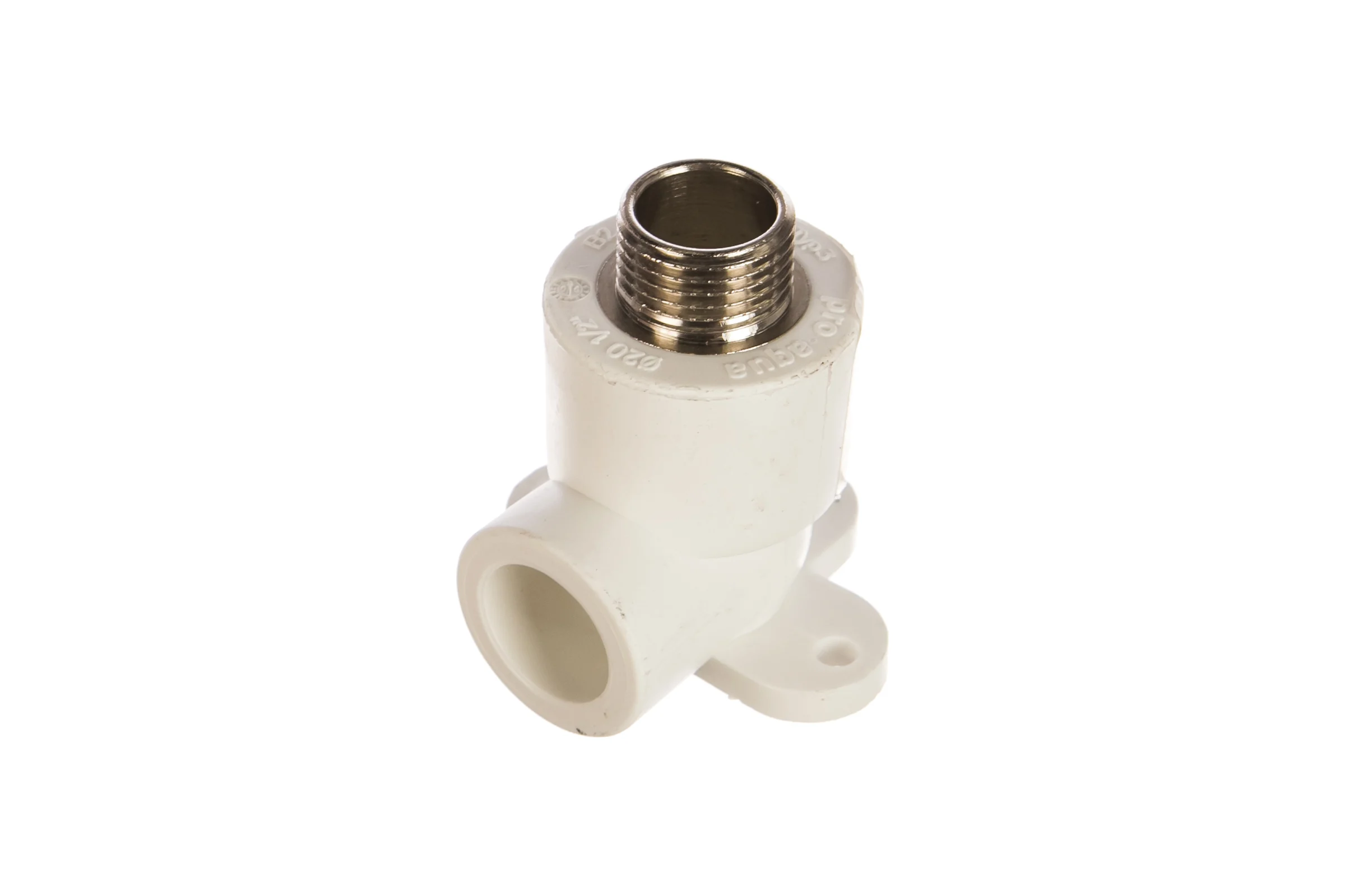Комбинированный угольник с креплением PRO AQUA PP-R НР белый, 20 мм, 1/2" PA28108Pb