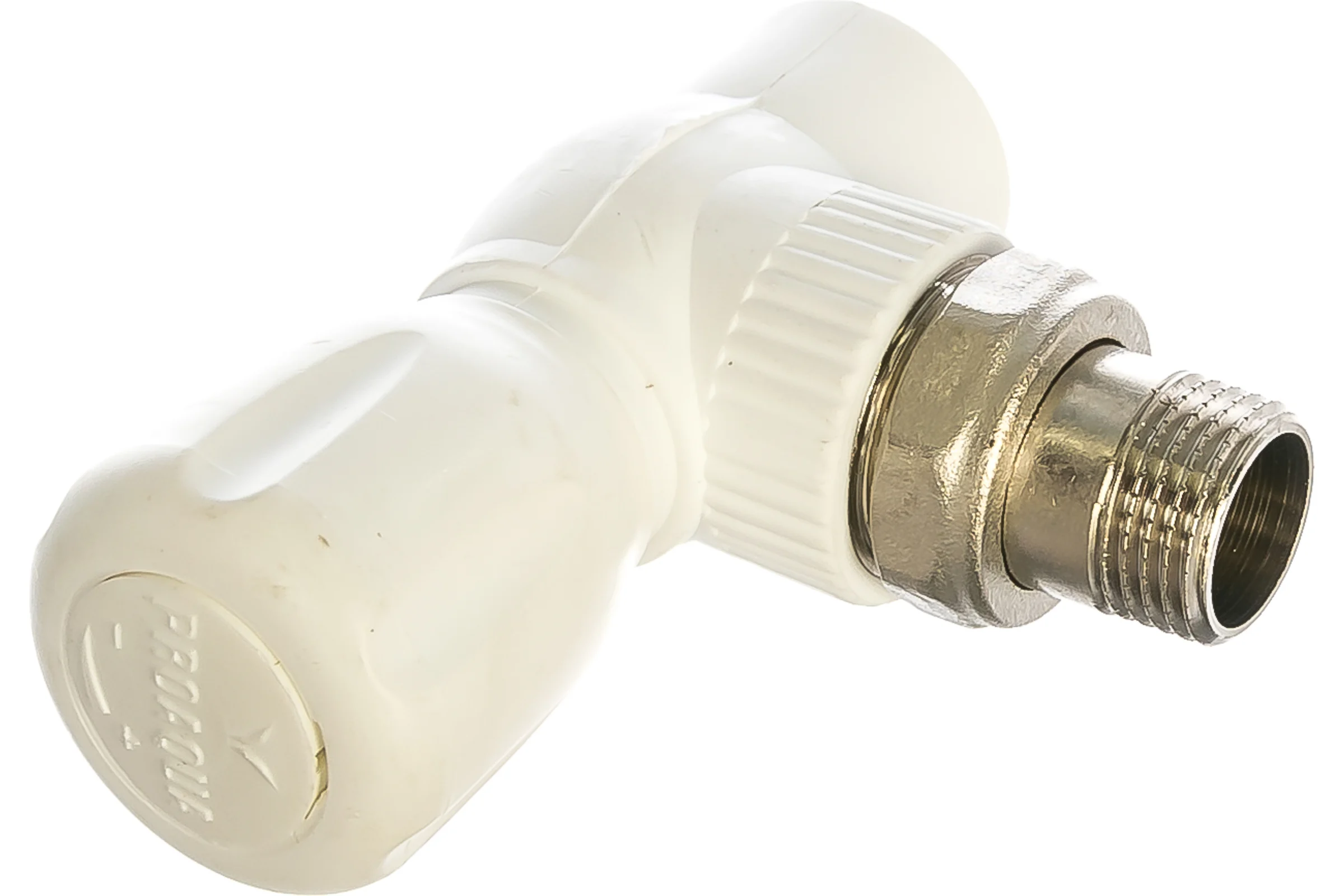 Угловой шаровой кран для радиатора PRO AQUA PP-R белый d-20 мм 1/2" PA42108b