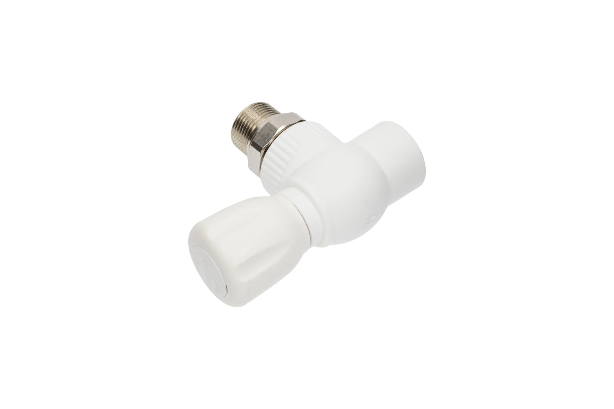 Угловой шаровой кран для радиатора PRO AQUA PP-R белый d-25 мм 3/4" PA42110b
