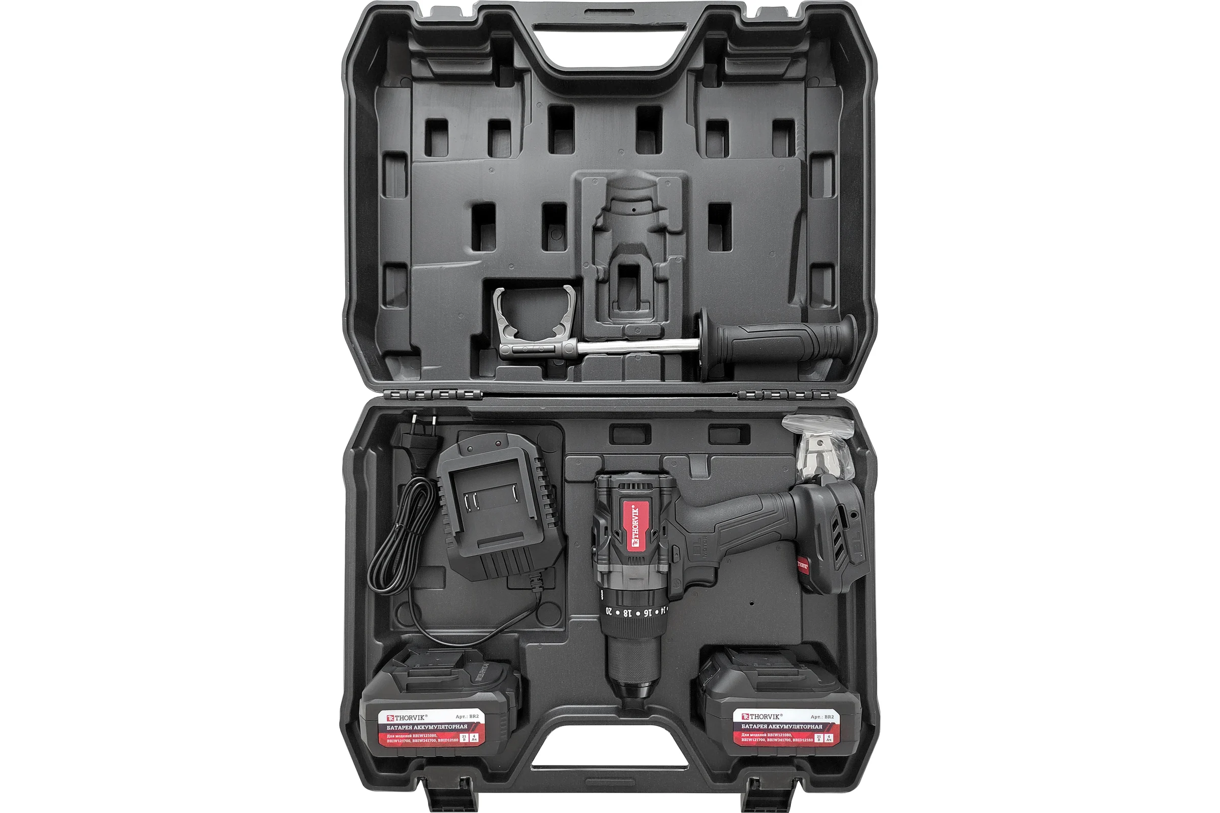 Бесщеточная аккумуляторная ударная дрель-шуруповерт THORVIK BBID12160 1/2DR, 21В, 160 Нм 053710