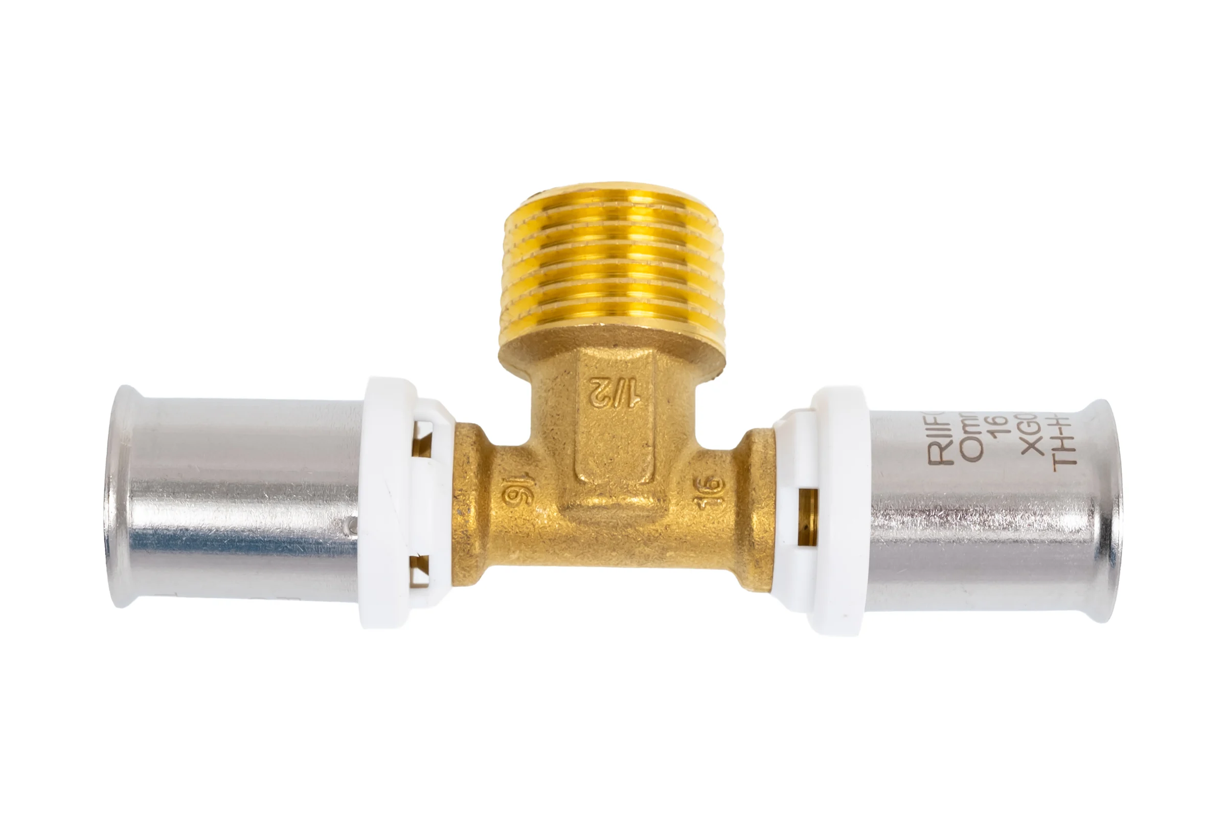 Тройник RIIFO Omni с наружной резьбой пресс латунь 16-1/2"МТ -16 (уп 5шт) 1100045855
