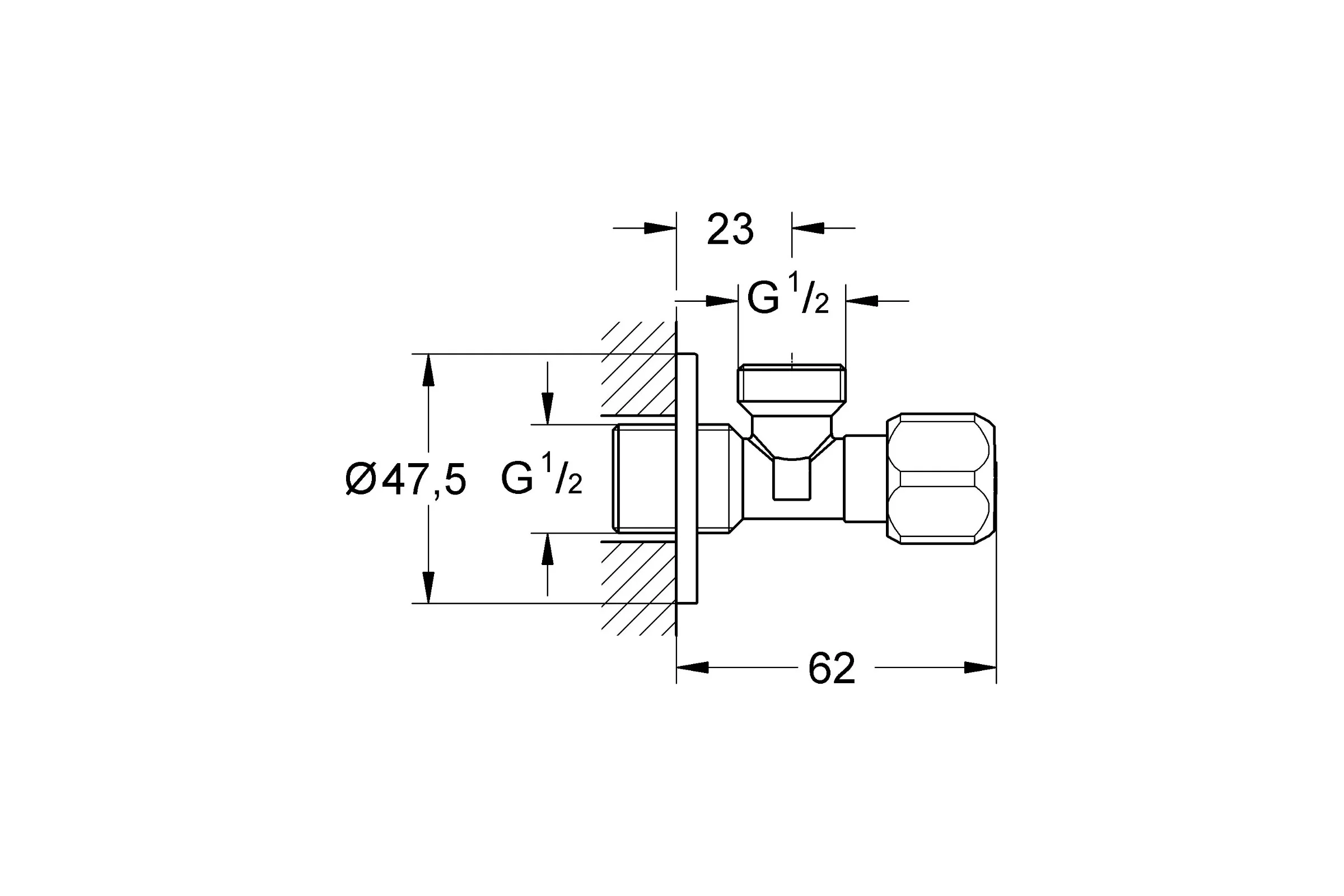 Угловой вентиль Grohe 1/2 дюйма, хром 22025000