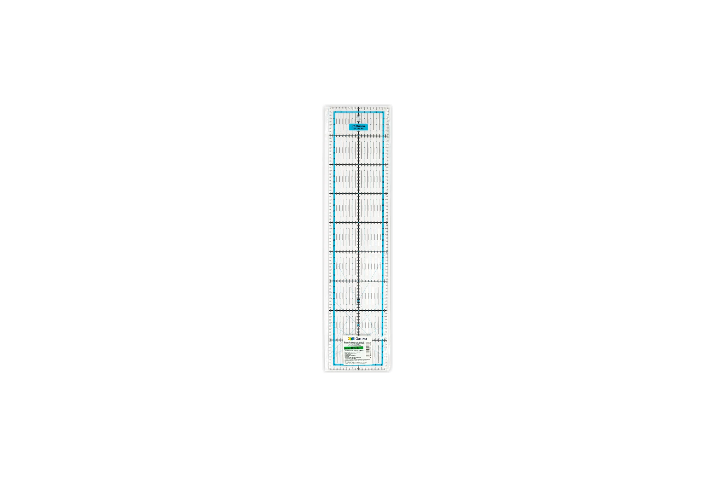 Линейка для пэчворка Gamma 10х45 см, пластик QRL-07 569007