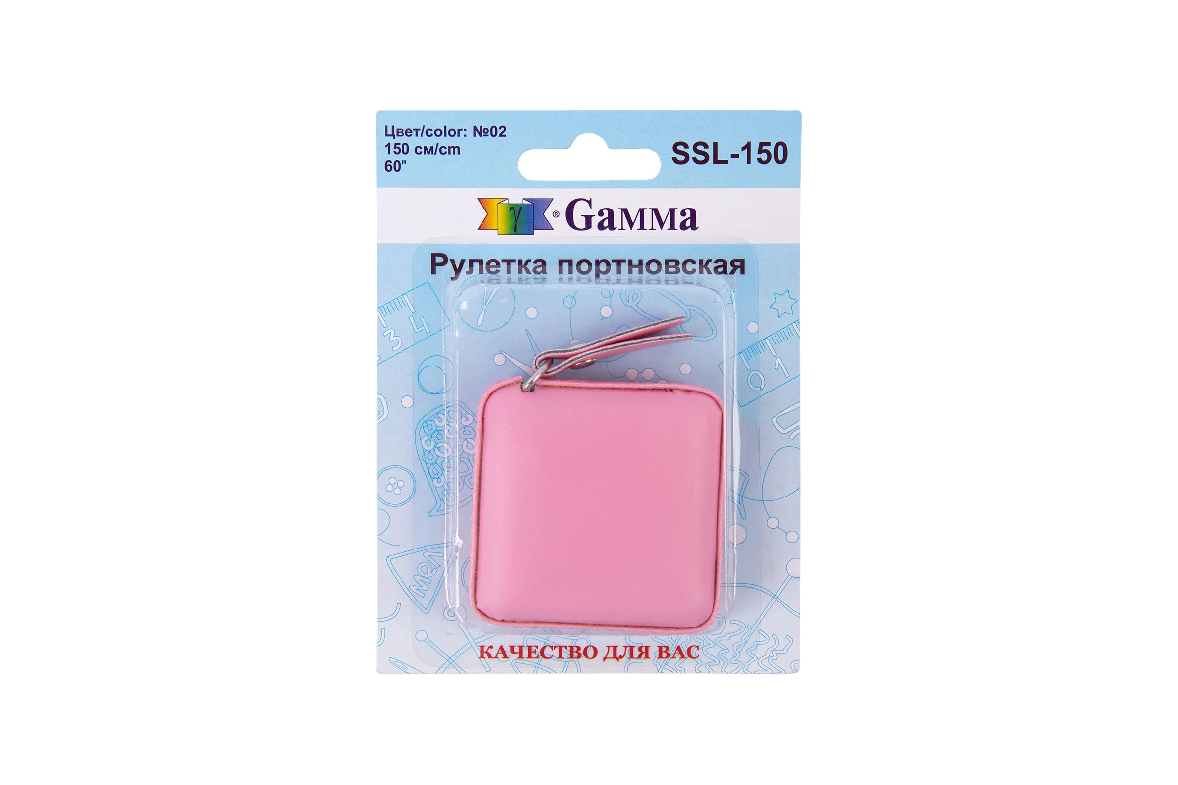 Рулетка портновская Gamma №02 кожзаменитель, пластик ,150 см, розовая SSL-150 642311