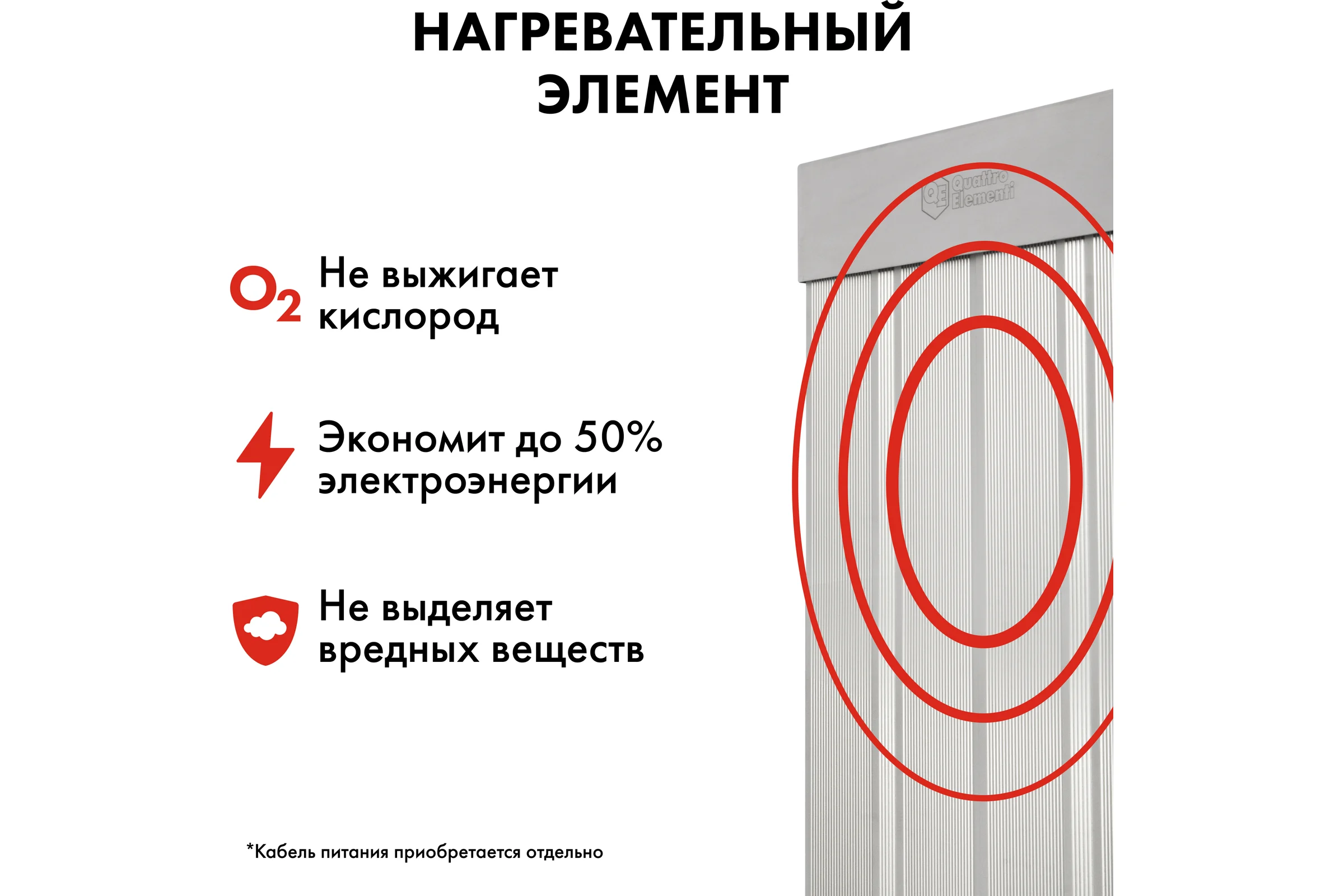 Электрический инфракрасный нагреватель воздуха QUATTRO ELEMENTI QE-2000IR панель (2,0 кВт) 915-502