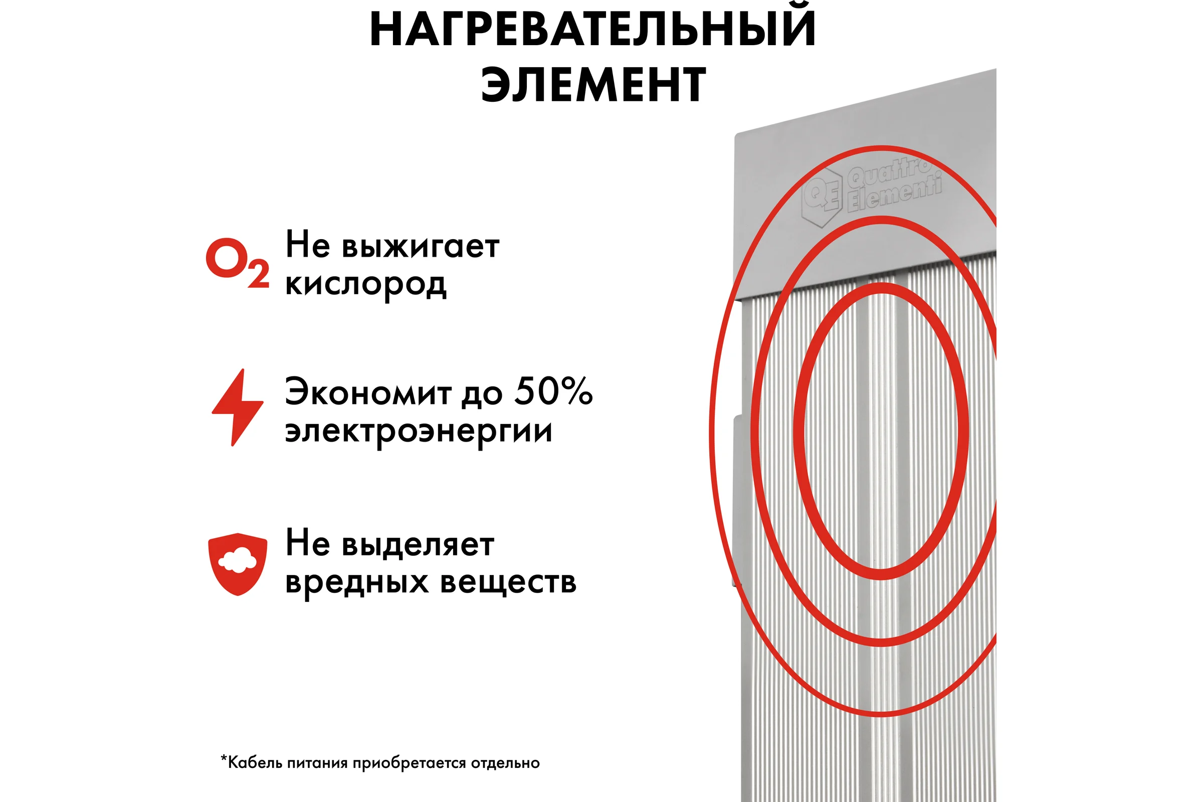 Электрический инфракрасный нагреватель воздуха QUATTRO ELEMENTI QE-1000IR панель (1,0кВт) 915-496