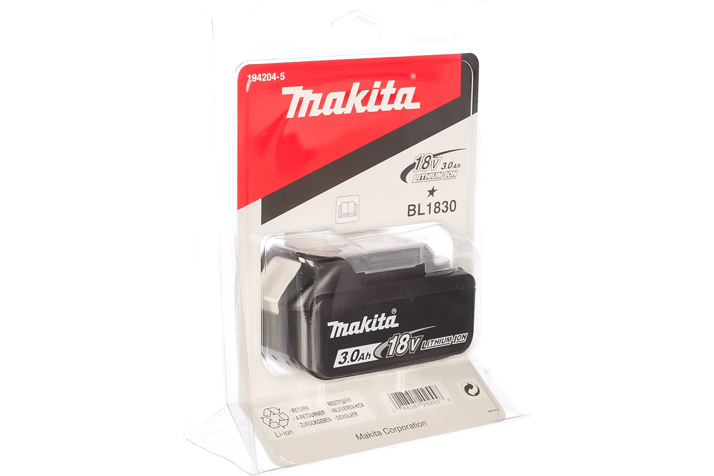 Аккумулятор Li-ion (18 В; 3 А*ч) для аккумуляторных инструментов BL1830 Makita 194204-5