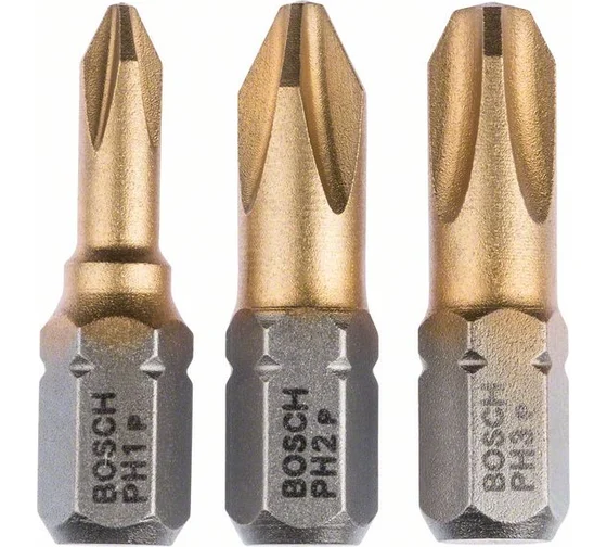 Набор бит PH1/2/3 25 TIN SET Bosch 2607001754