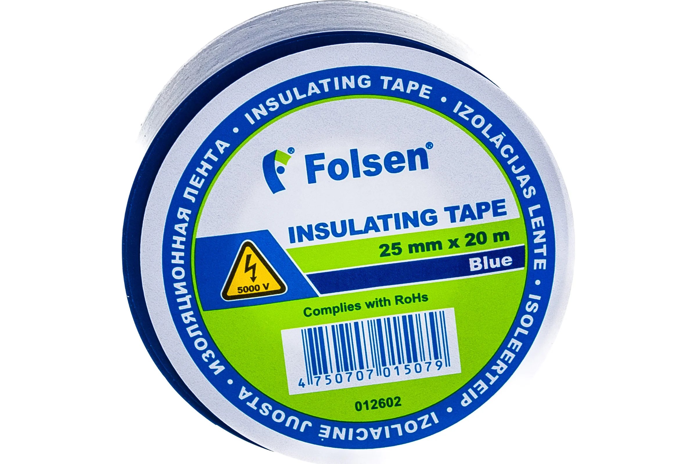 Изоляционная лента FOLSEN 25мм x 20м, синяя 012602