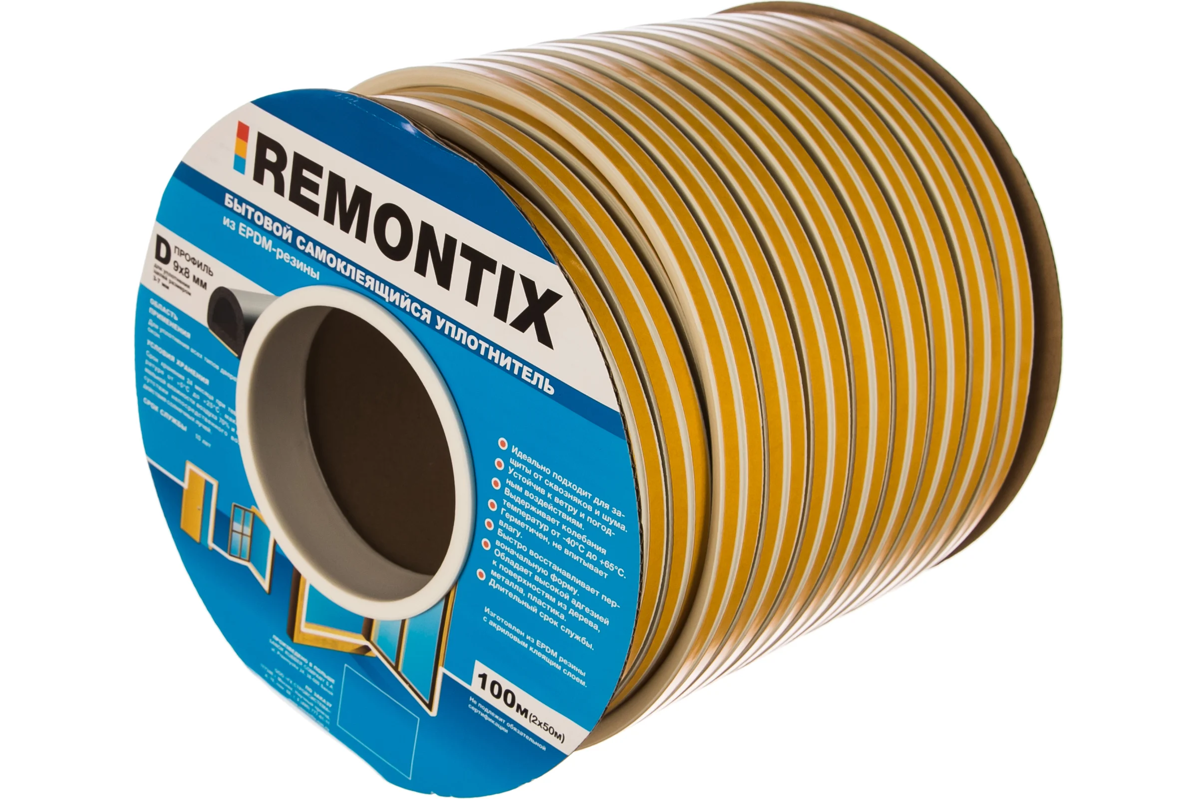 Самоклеящийся уплотнитель Remontix D 100 белый 1CX