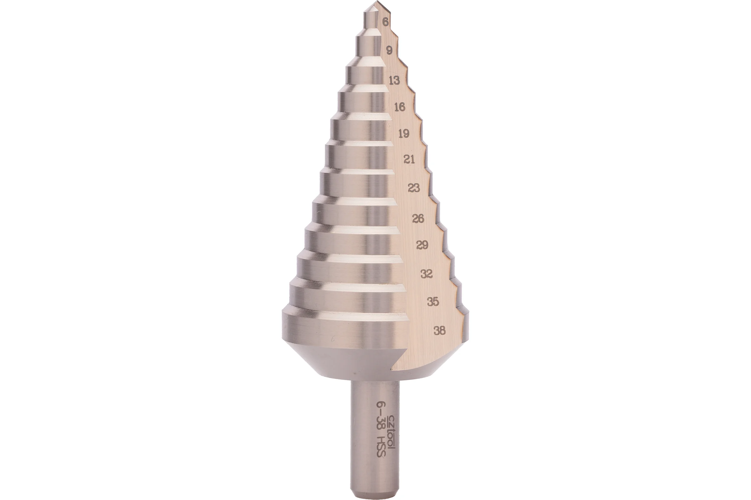 Ступенчатое сверло 6-38 мм, HSS, хв. 10 мм Bucovice Tools 641030