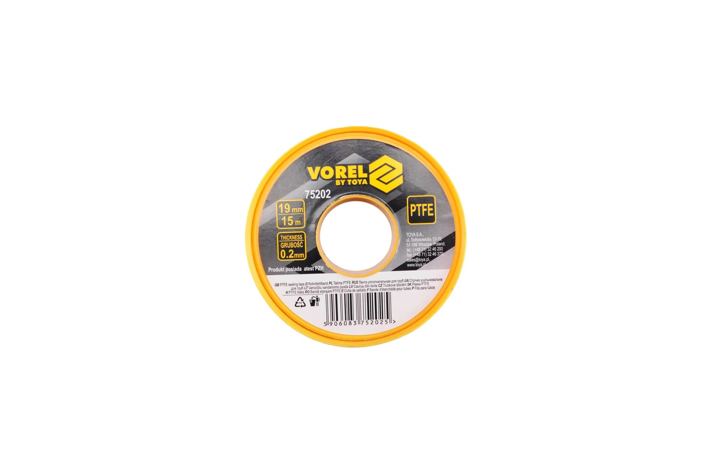 Лента VOREL ПТФЭ 15 м, 19 мм х 0.2 мм 75202