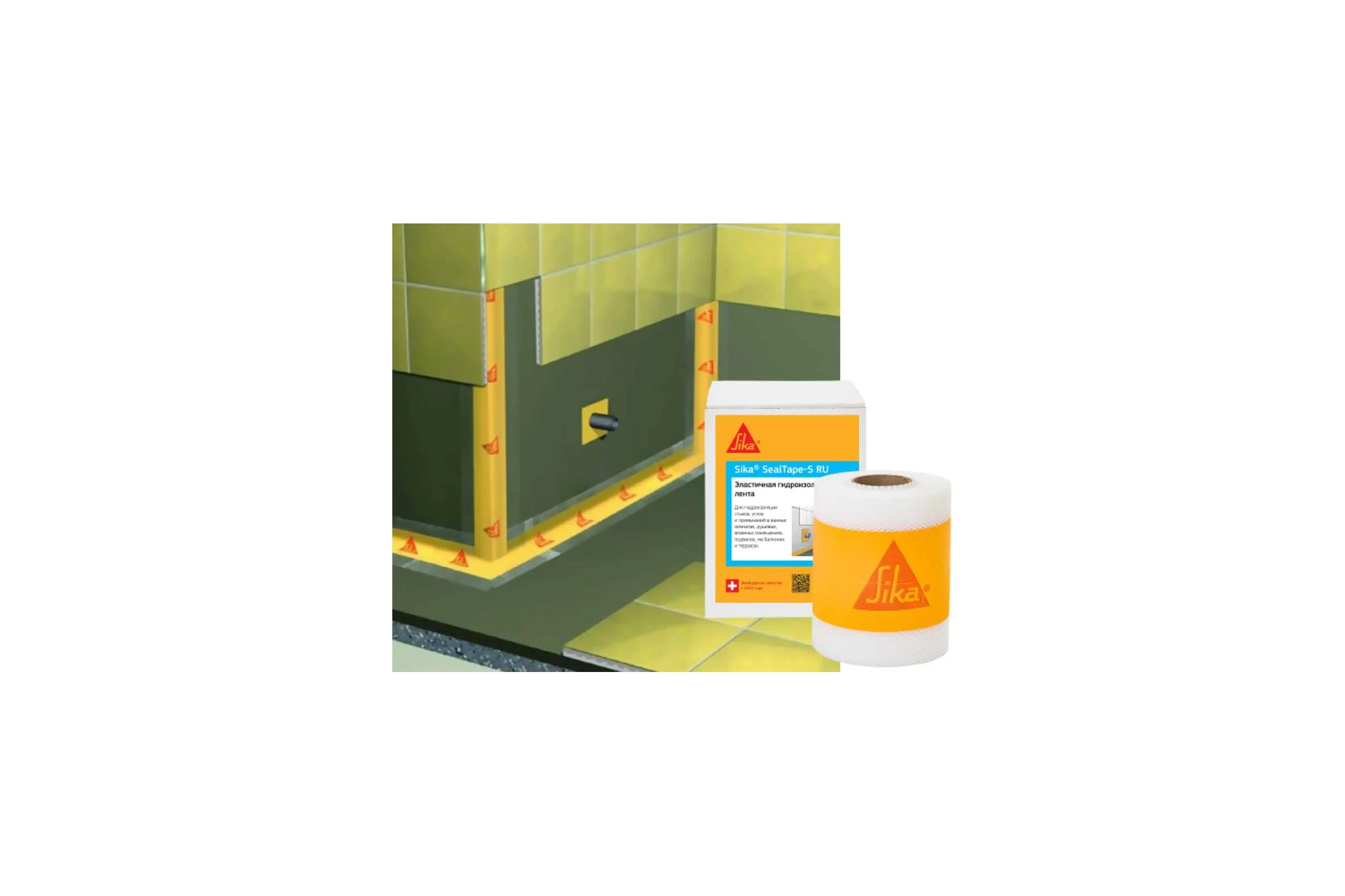 Лента для герметизации швов, примыканий и углов во влажных помещениях SIKA SealTape S Рулон 50м 658122