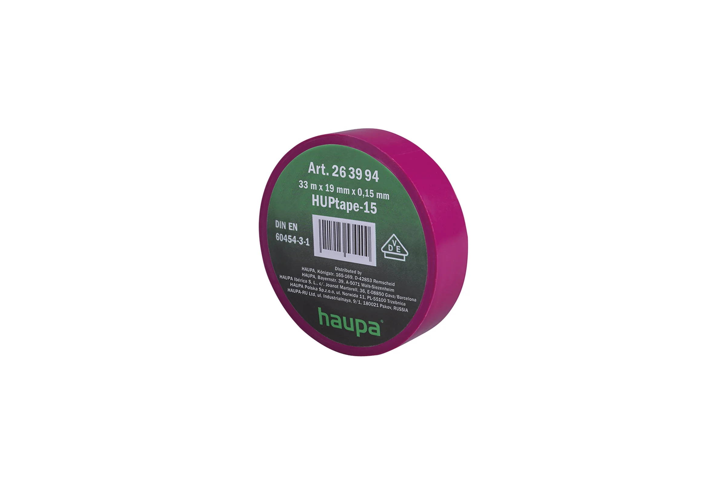 Изолента ПВХ HAUPA 19 мм x 33 м, цвет фиолетовый 263894