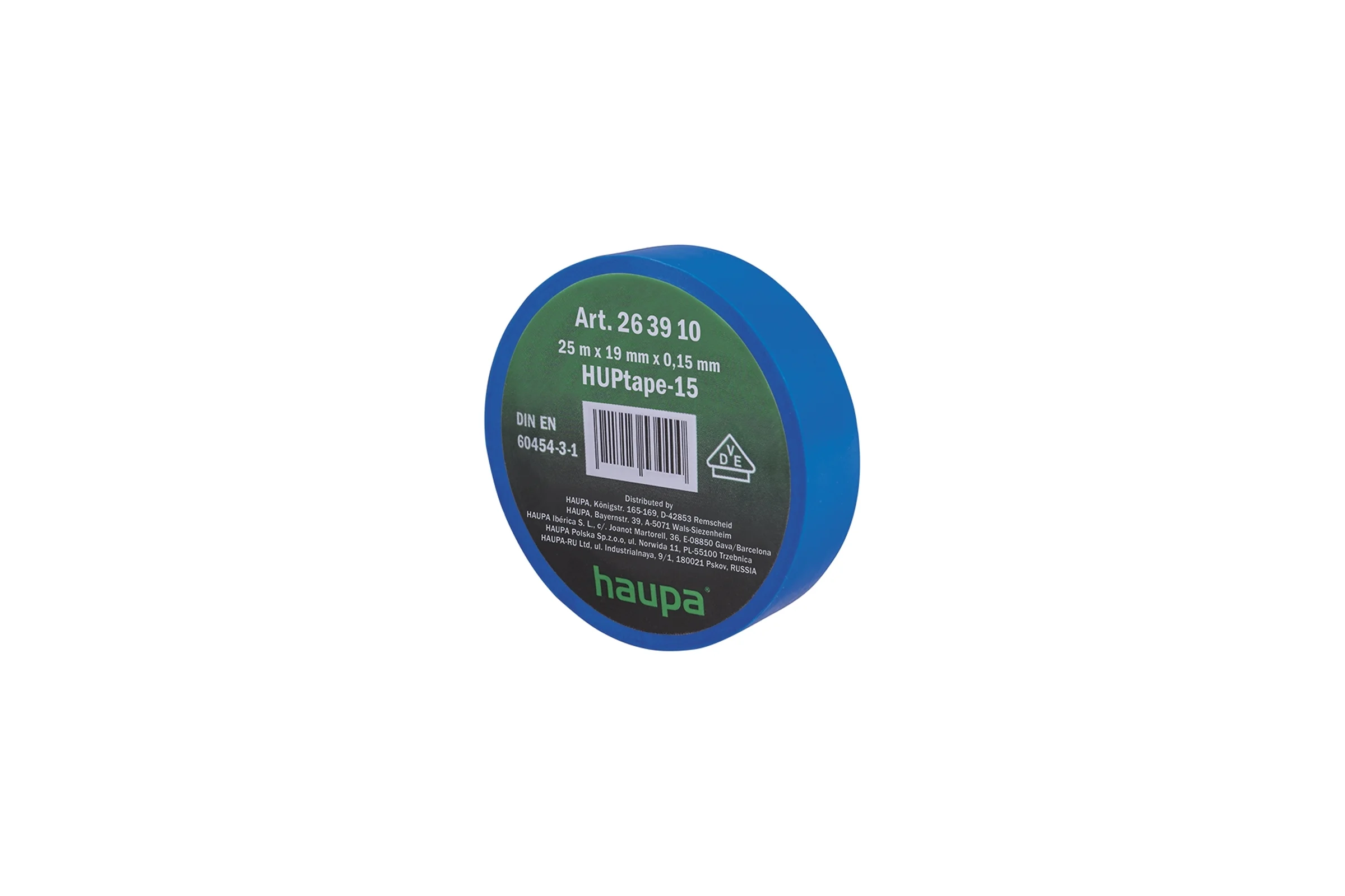 Изолента ПВХ HAUPA 19 мм x 25 м, цвет синий 263910