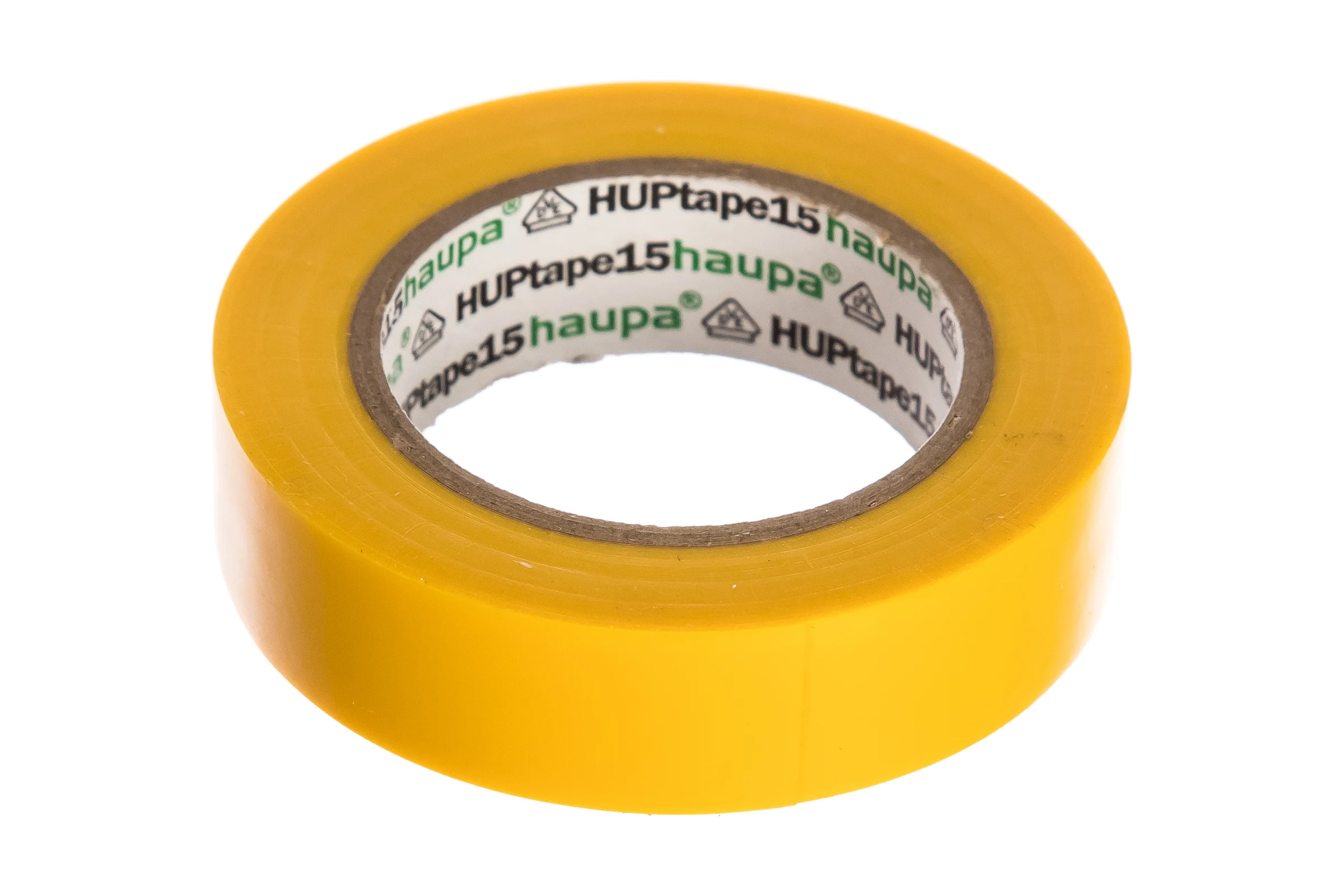 Изолента ПВХ HAUPA цвет желтый, шир.15мм, длина 10 м, d 60 мм 263806