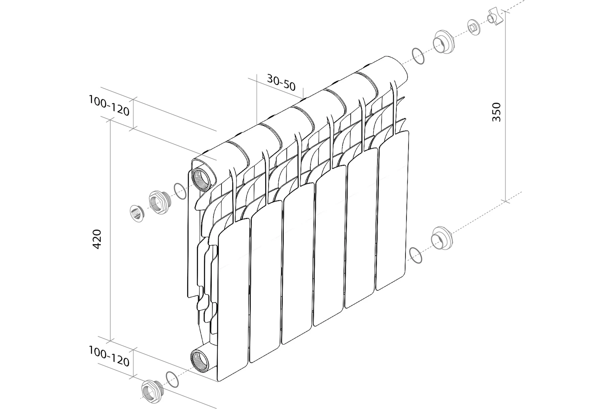 Радиатор Royal Thermo Revolution 350 - 12 секций НС-1070104