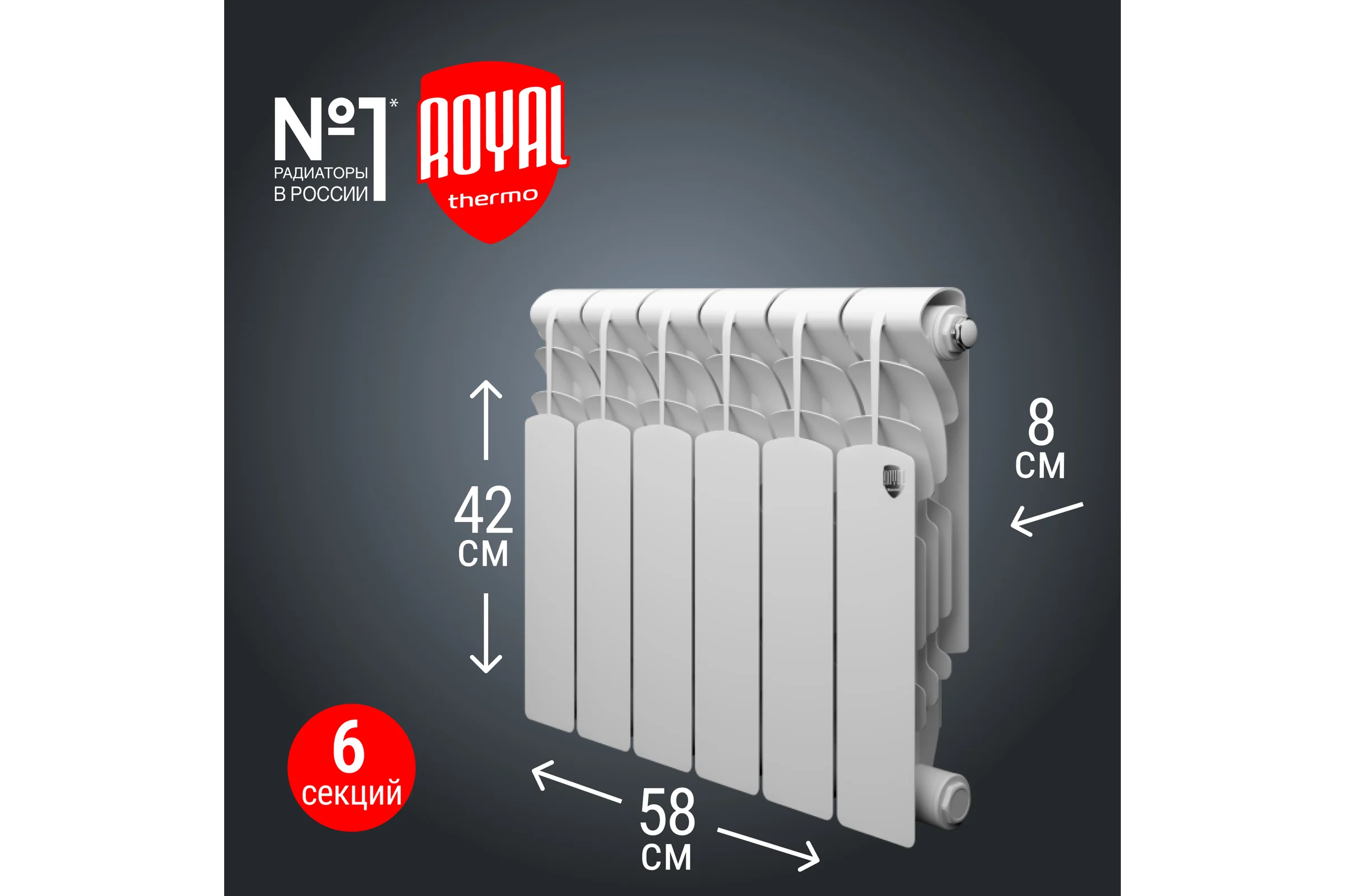 Радиатор Royal Thermo Revolution 350 - 6 секций НС-1070099