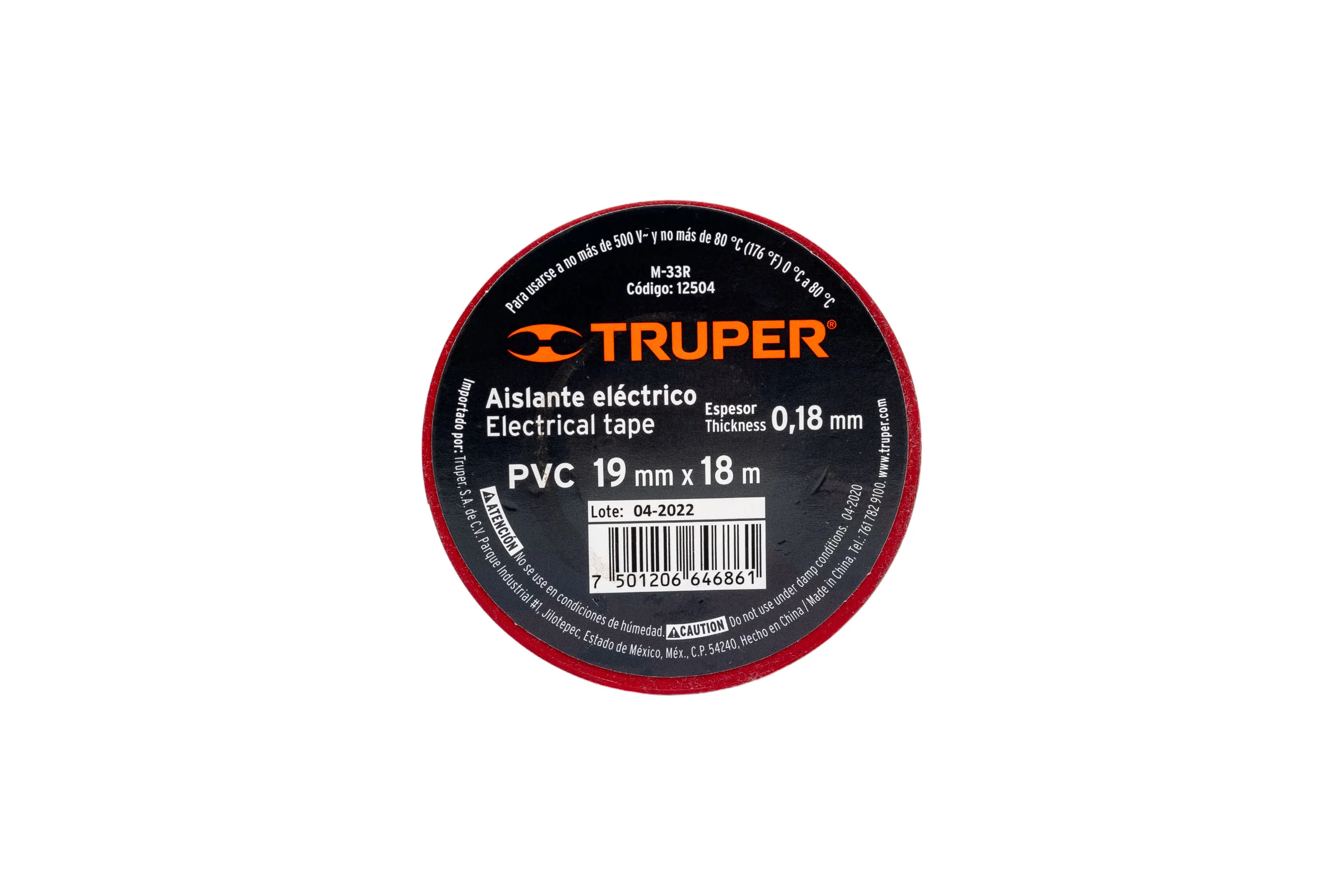Изолента Truper акрил, 18 м, ширина 19 мм, красная M-33R 12504
