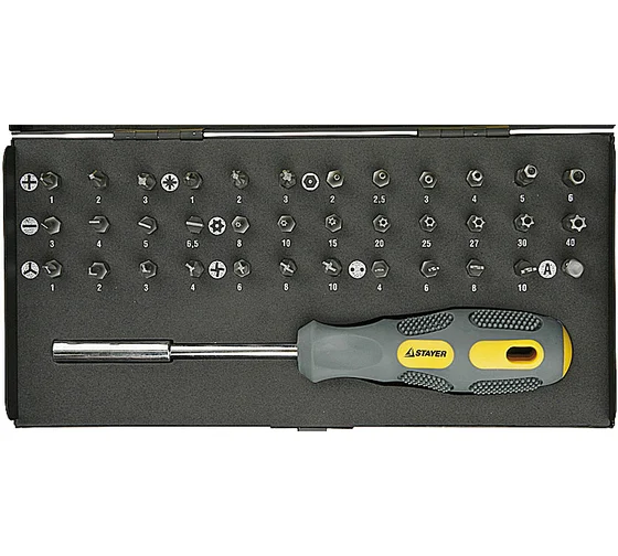 Отвертка MAX-GRIP в наборе со специальными битами, 37 предметов STAYER 25931-H37 G