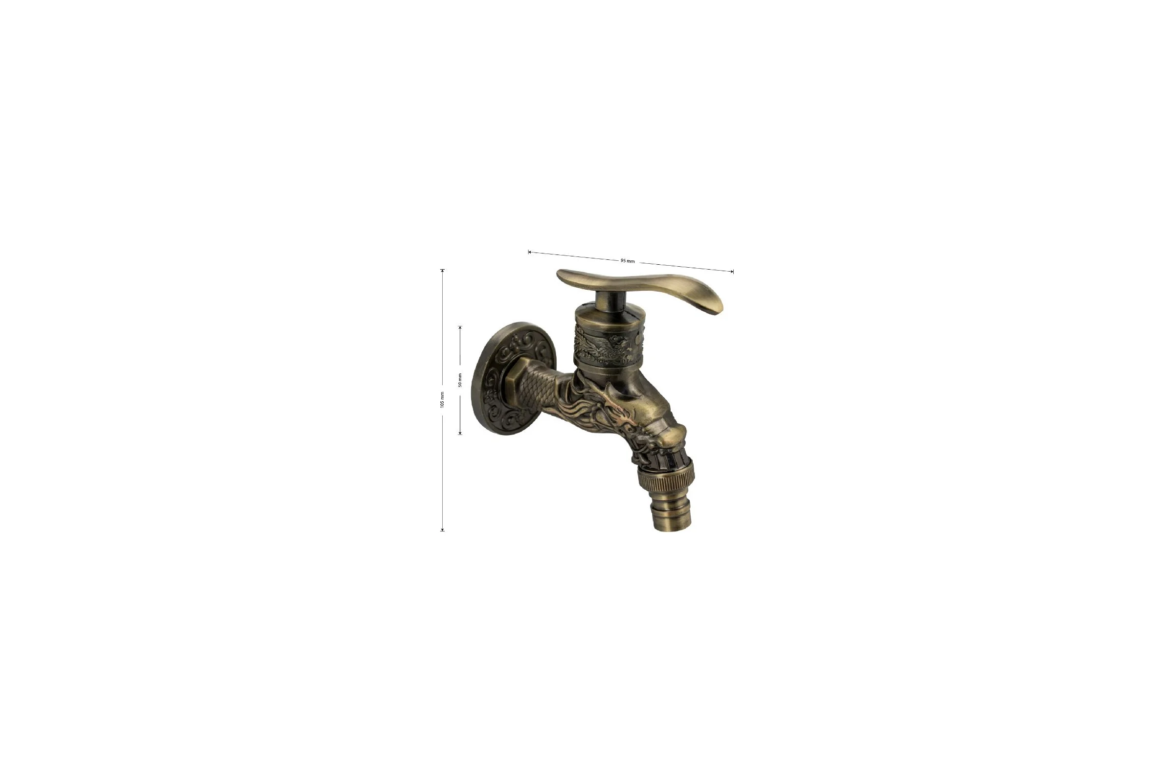 Кран водоразборный Санакс 1/2", 10 см от стены, металлокерамика, со штуцером, цвет БРОНЗА. 9255