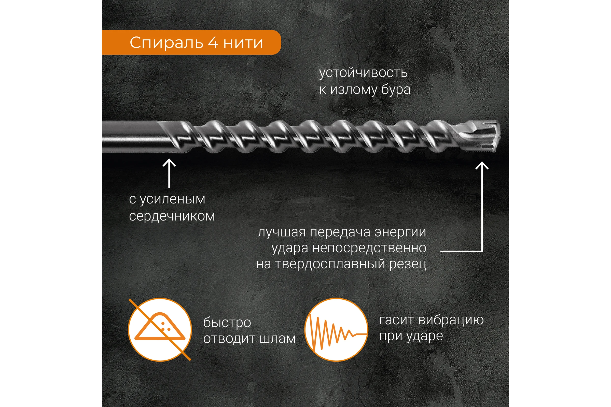 Бур по бетону для перфоратора SDS-max, 12x340 мм, Quadro-X rage by VIRA 571633