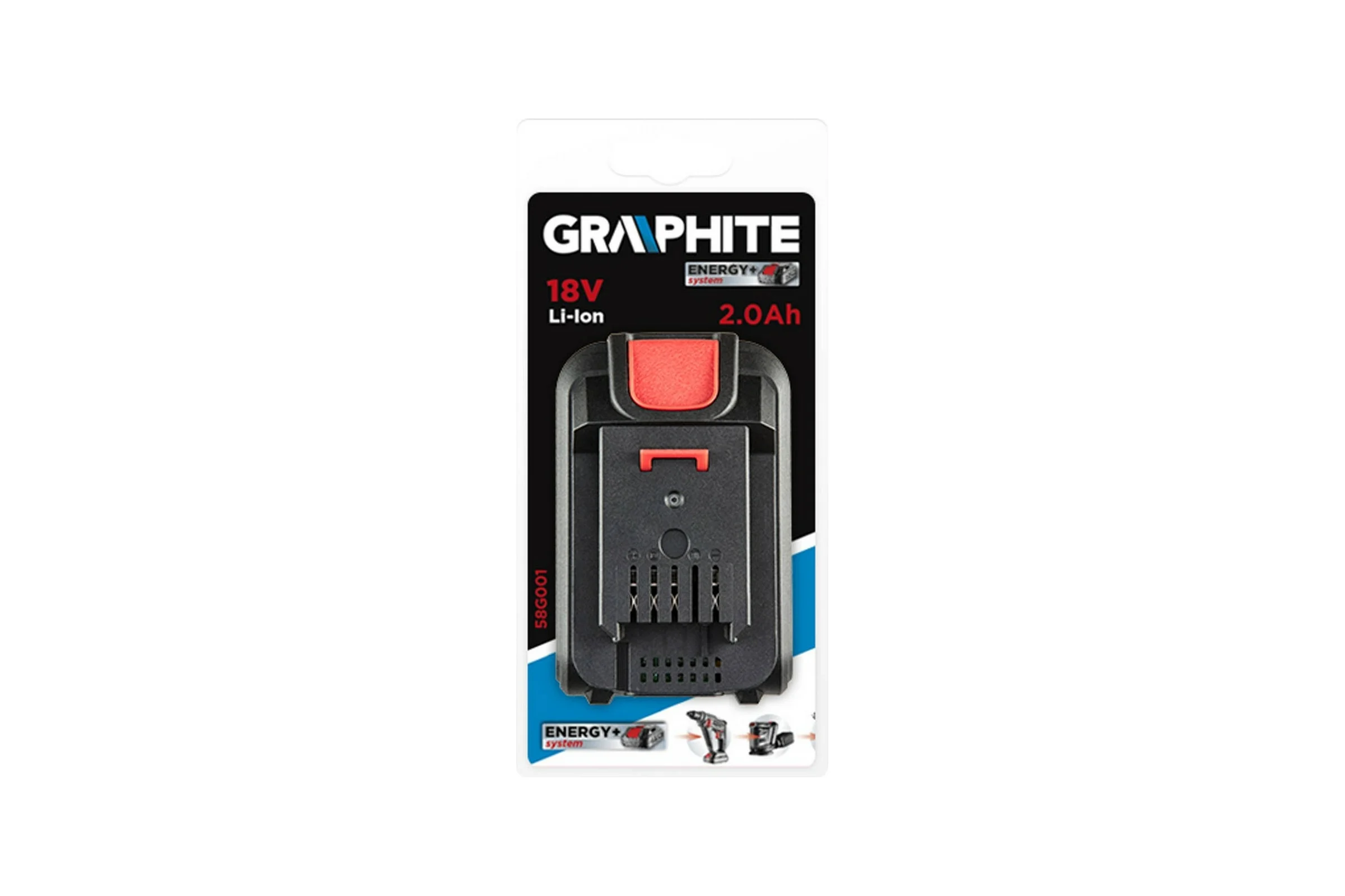 Аккумуляторная батарея Energy+ 18 V, Li-Ion, 2.0 Ач GRAPHITE 58g001