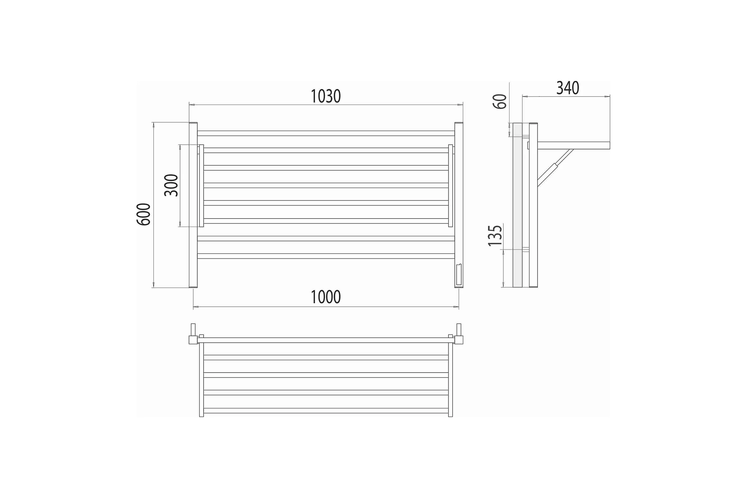 Полотенцесушитель электрический Горизонт П8 1000x600 (sensor quick touch) Terminus 4670078543271
