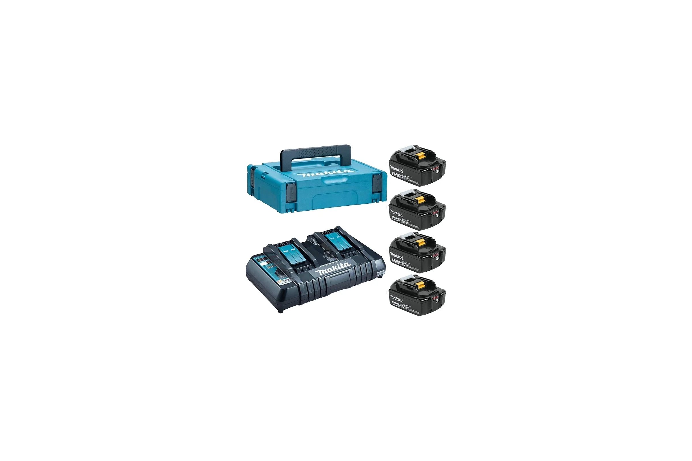 Набор аккумуляторов BL1850B 18В, 5.0 Ач + зарядное устройство DC18RD + кейс MakPac Makita 198312-4