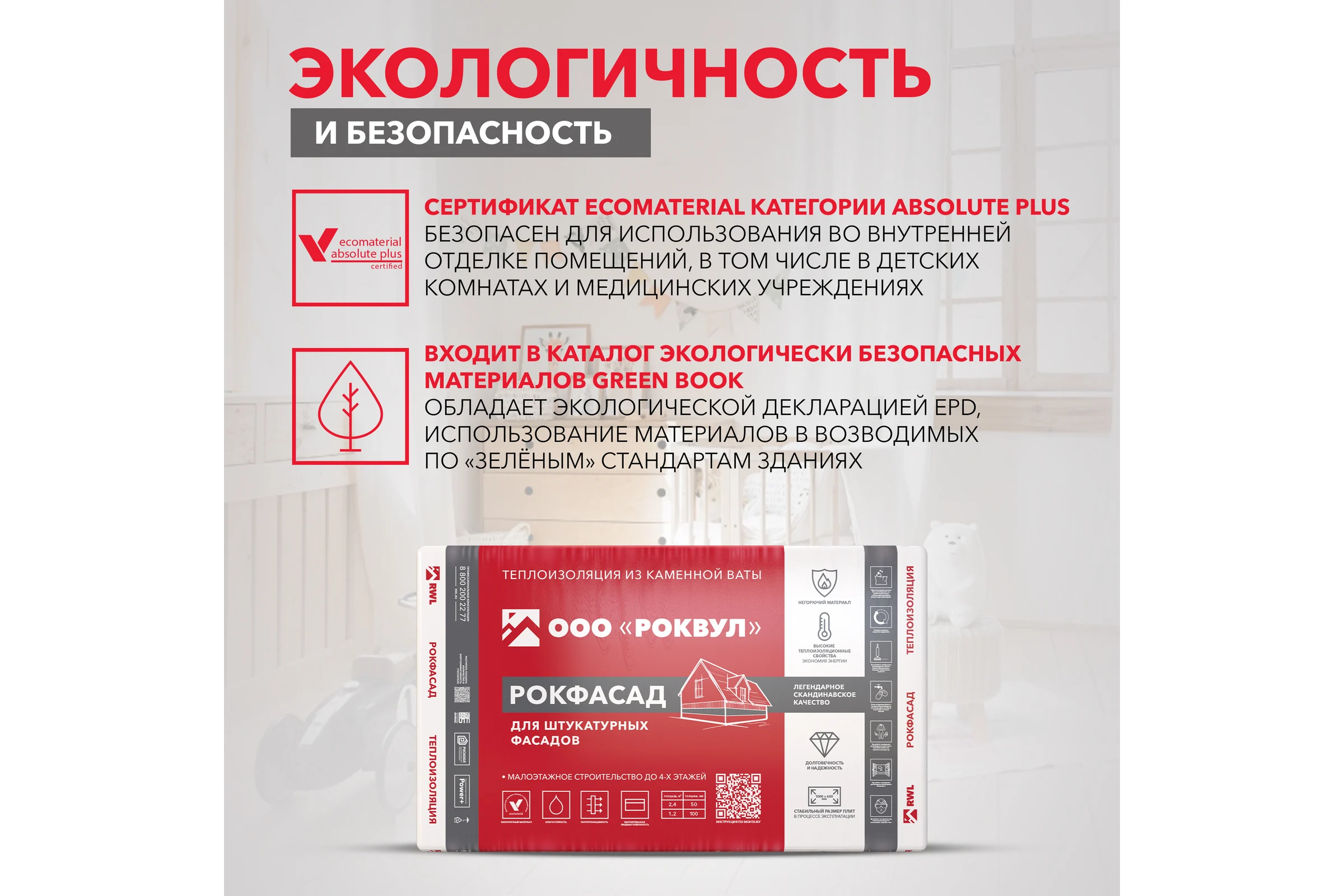 Теплоизоляционная плита RWL РОКФАСАД 50 мм 305872