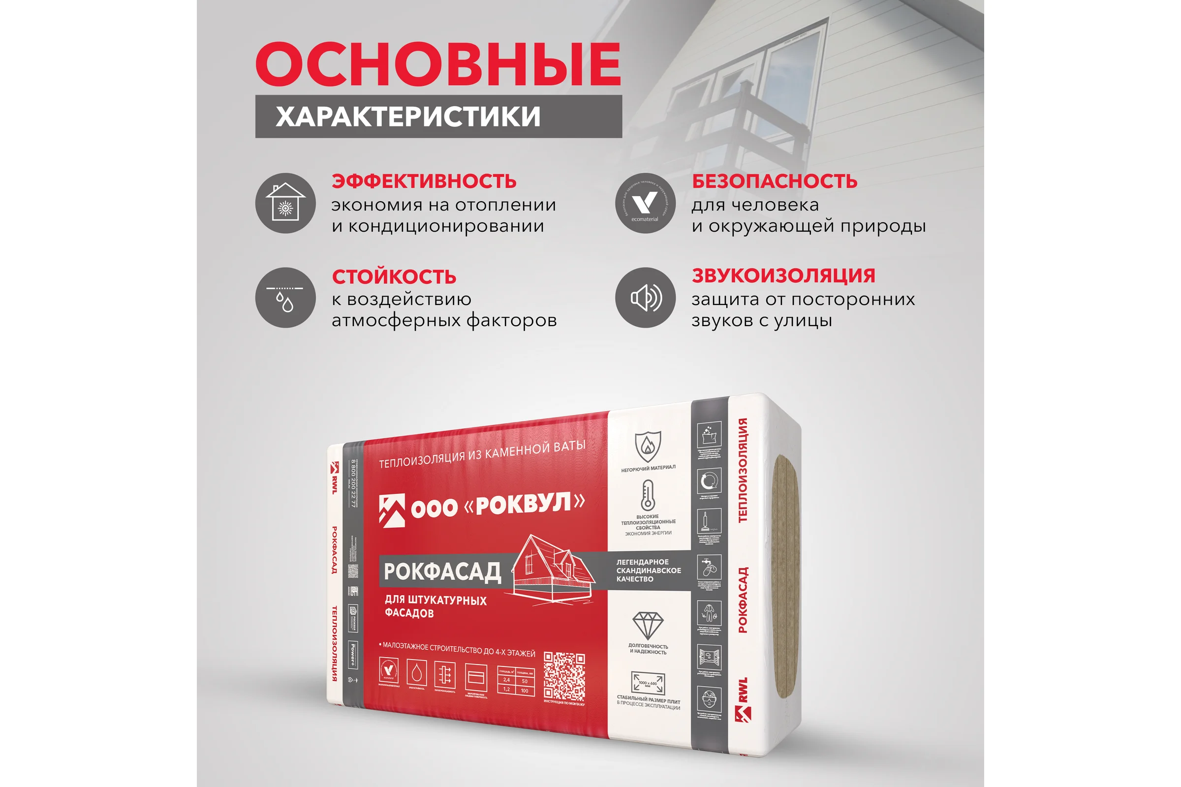 Теплоизоляционная плита RWL РОКФАСАД 100 мм 305873