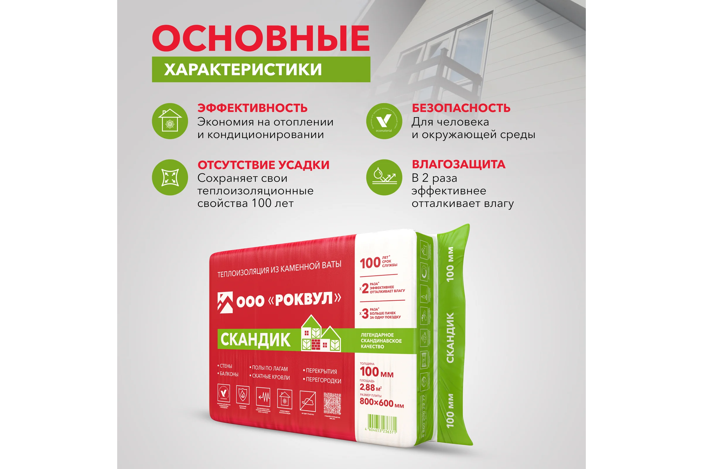 Теплоизоляционная плита RWL ЛАЙТ БАТТС СКАНДИК 100 мм 171943