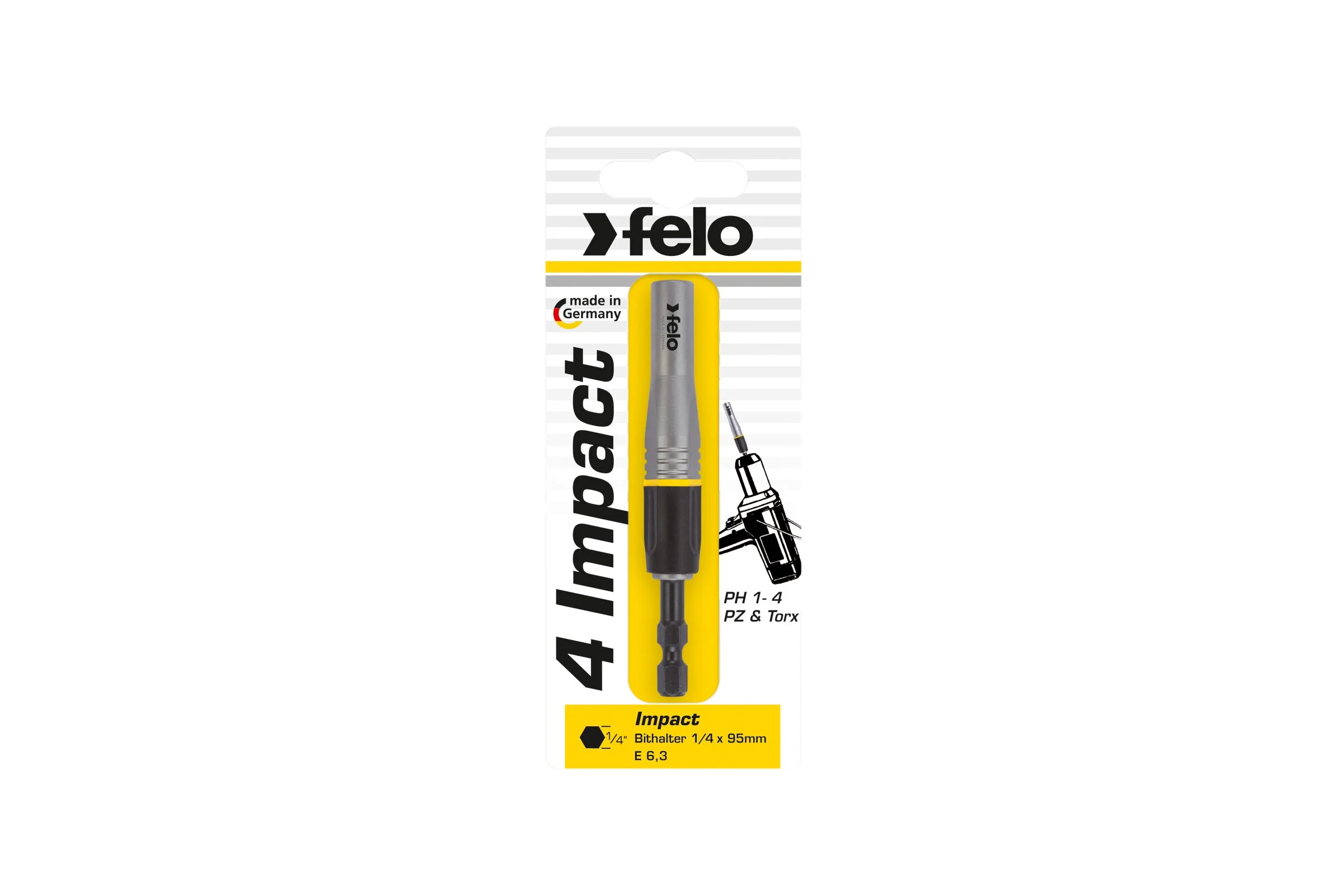Магнитный ударный битодержатель, Felo 1/4", 95 мм, на блистере, 03829594