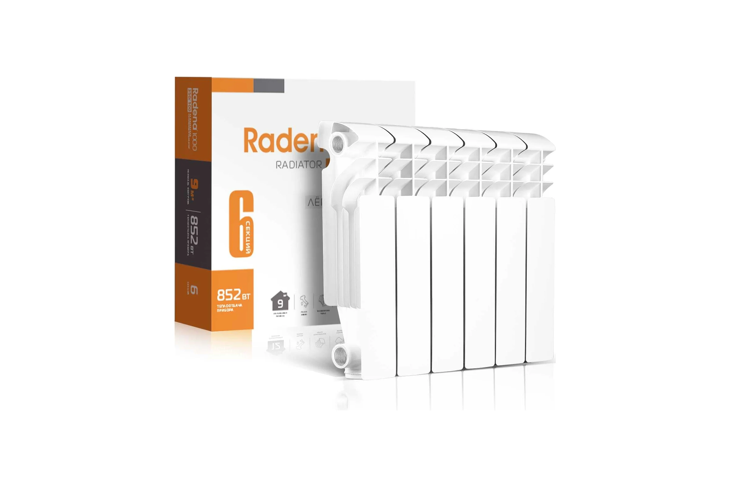 Алюминиевый радиатор Radena R 1000 350/100 6 секций 008010303