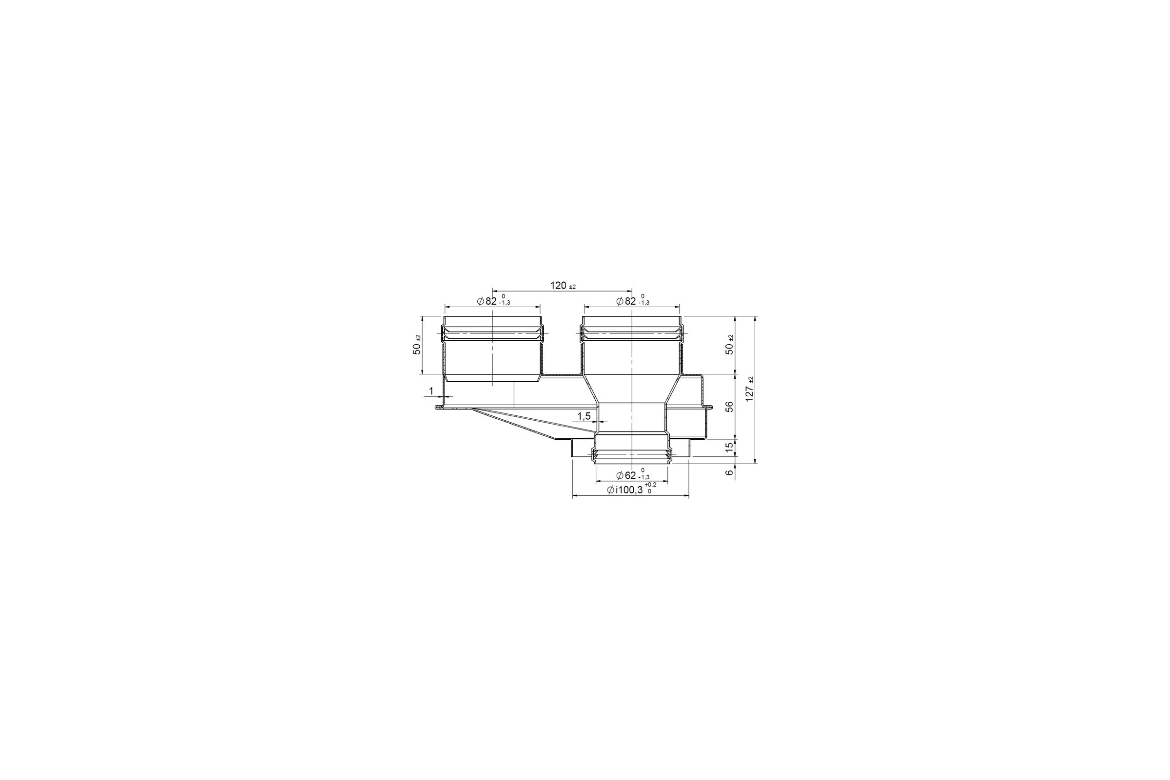 Адаптер разделительный моноблочный 80 мм (Br) Royal Thermo НС-0086814