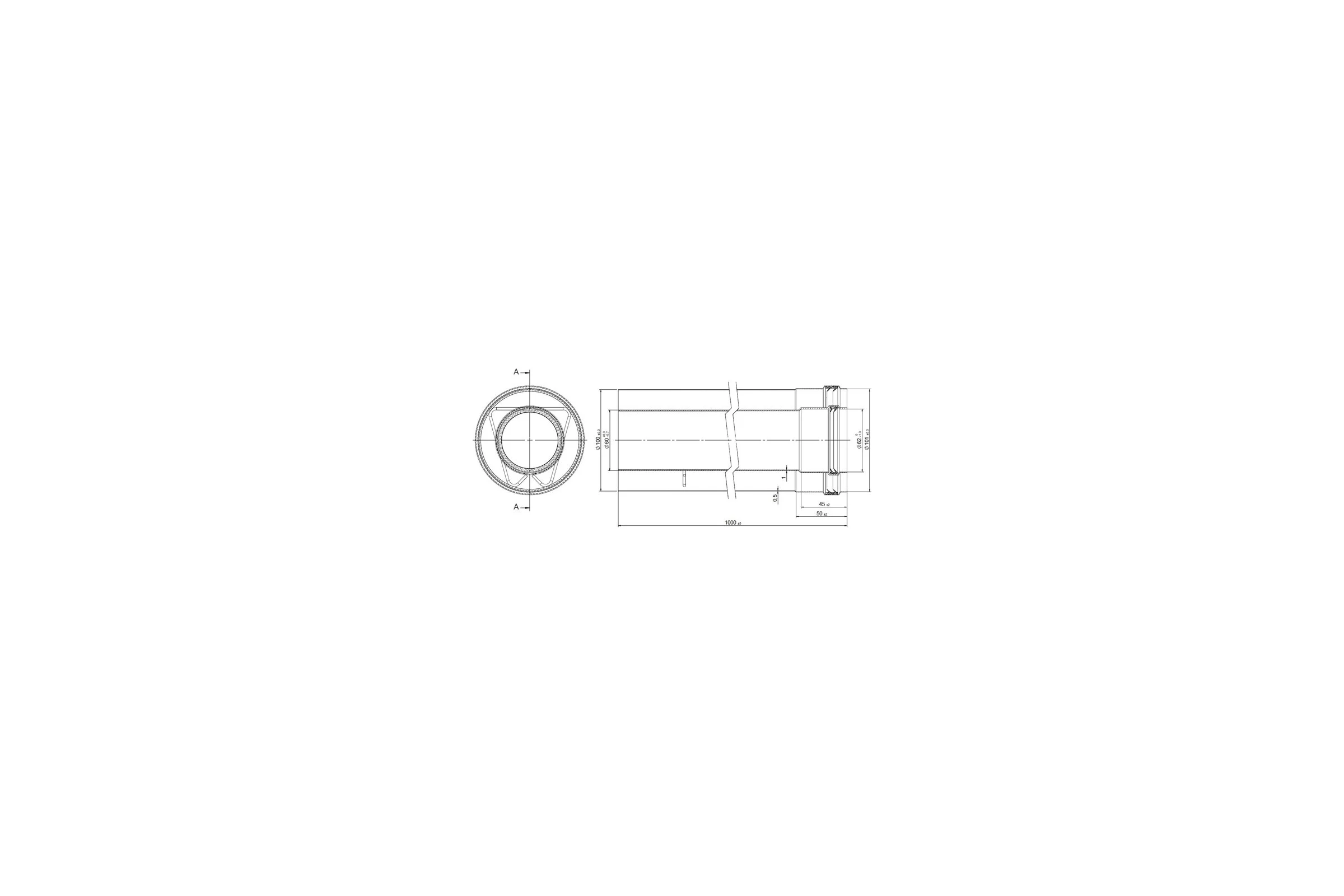 Элемент удлинительный диаметр 60/100L, 1000 мм Royal Thermo НС-1011732