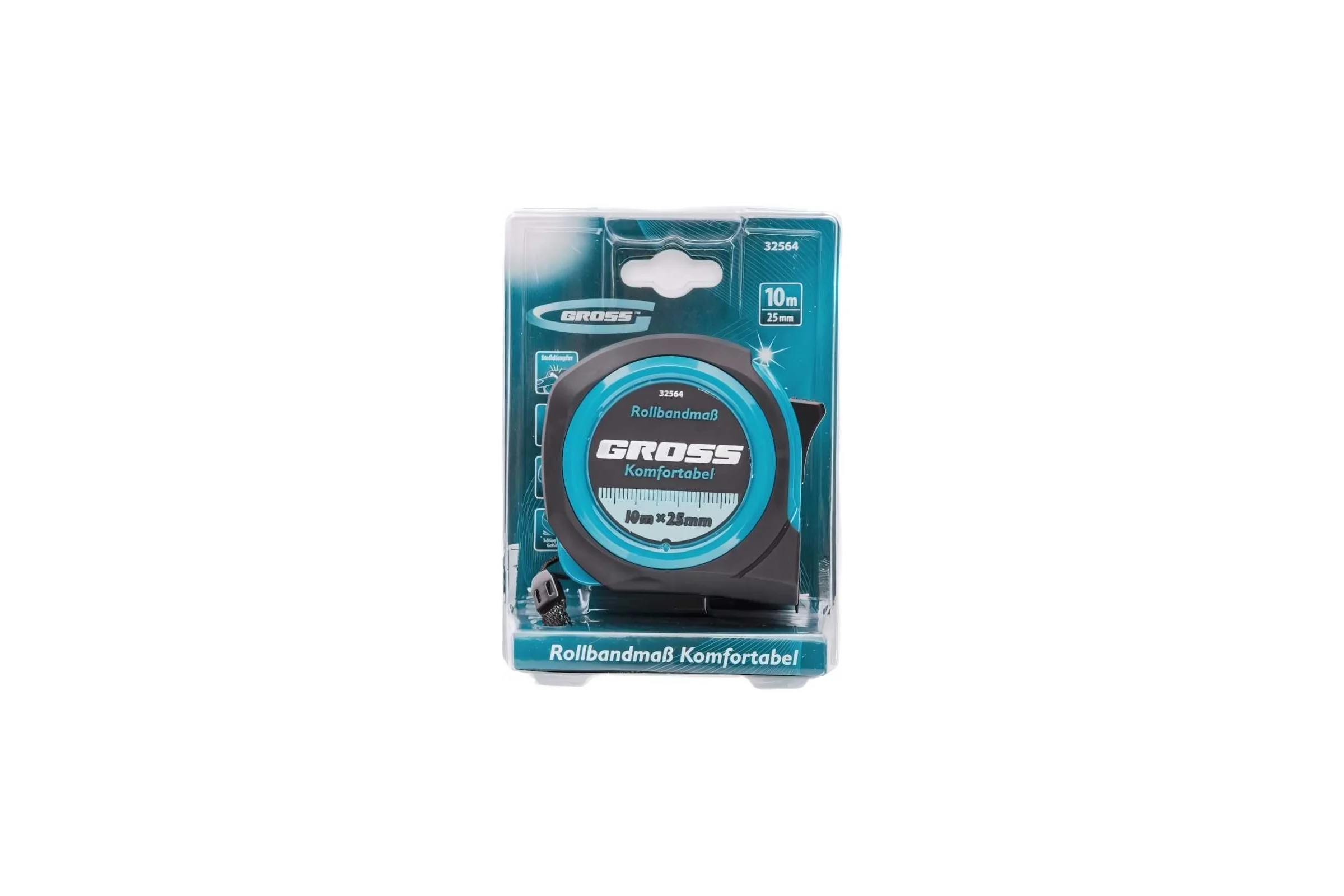 Рулетка Komfortabel, 10 м х 25 мм обрезиненный корпус GROSS 32564