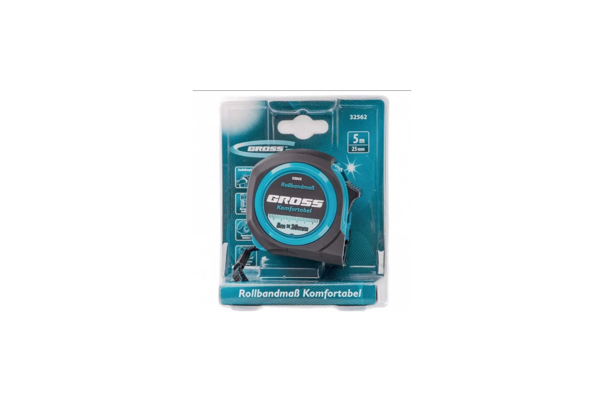 Рулетка Komfortabel, 5 м х 25 мм обрезиненный корпус GROSS 32562