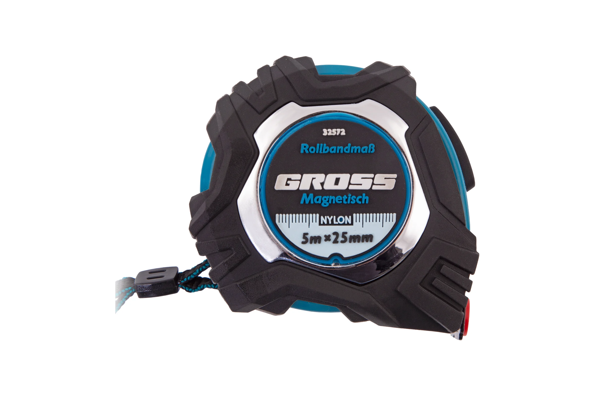 Рулетка Magnetisch, 5 м х 25 мм обрезиненный корпус,автоматическая фиксация GROSS 32572