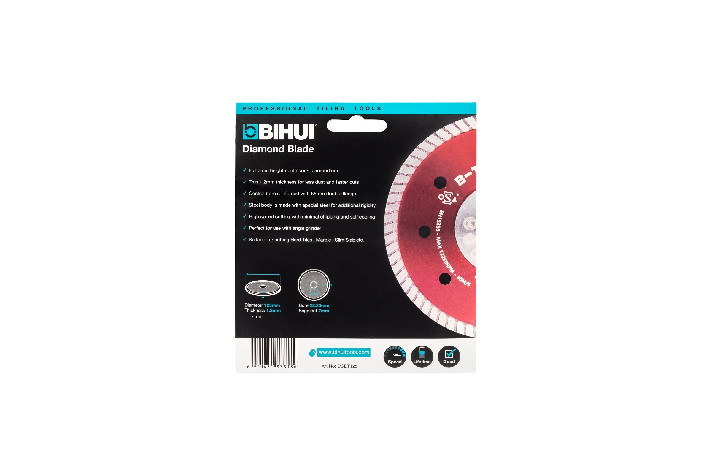 Диск алмазный B-Turbo 125х22.2 мм BIHUI DCDT125
