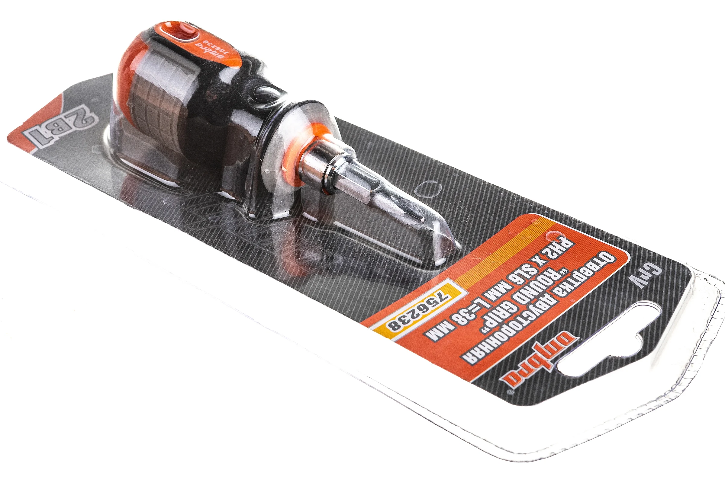 Стержневая двусторонняя отвертка Ombra ROUND GRIP РН2,SL6x38 мм 756238 55773